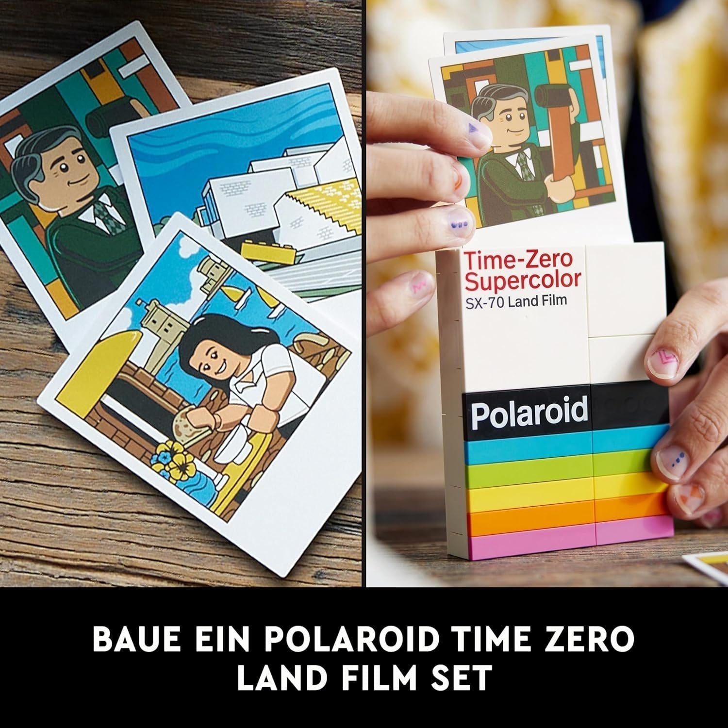 LEGO Ideas Sada fotoaparátu Polaroid Onestep SX-70 pro dospělé, sběratelská s autentickými detaily, kreativní činnost, fotografické dárky pro ženy, muže, jeho, ji a dospívající 21345 Stavebnice Besuche den LEGO-Store