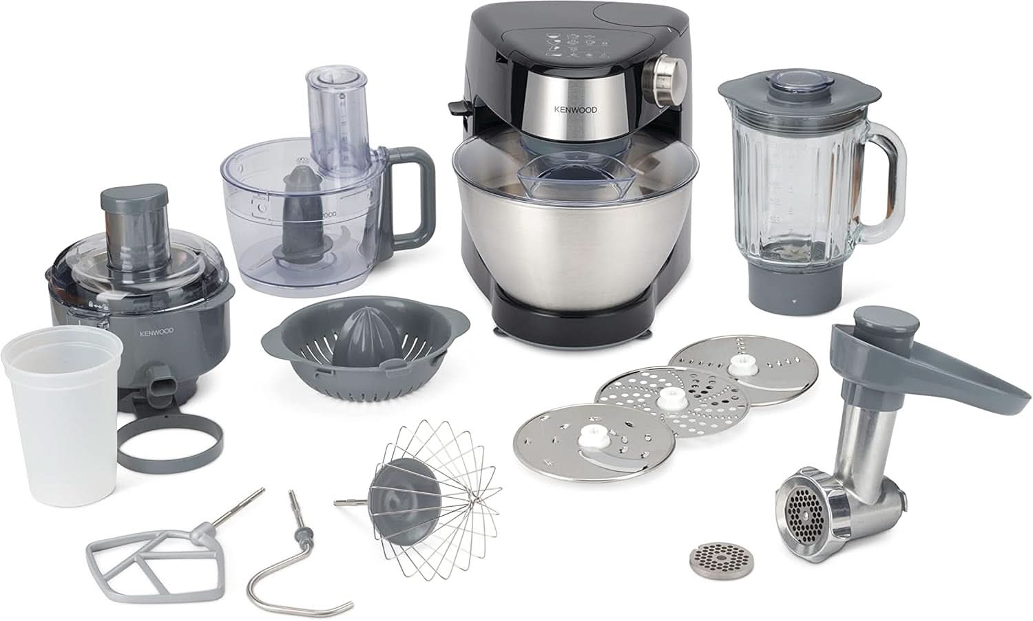 Kenwood Prospero+ KHC29A.R0SI Küchenmaschine, 4,3 L Edelstahlschüssel, Inkl. 10-Teiligem Zubehör-Set Mit Fleischwolf, Glas-Mixer, Zitruspresse, Entsafter Und Mehr, Inkl. Easyweigh Waage, 1000W, Silber Mother and Child Naty Shop Schwarz Inkl. 9 Příslušenství