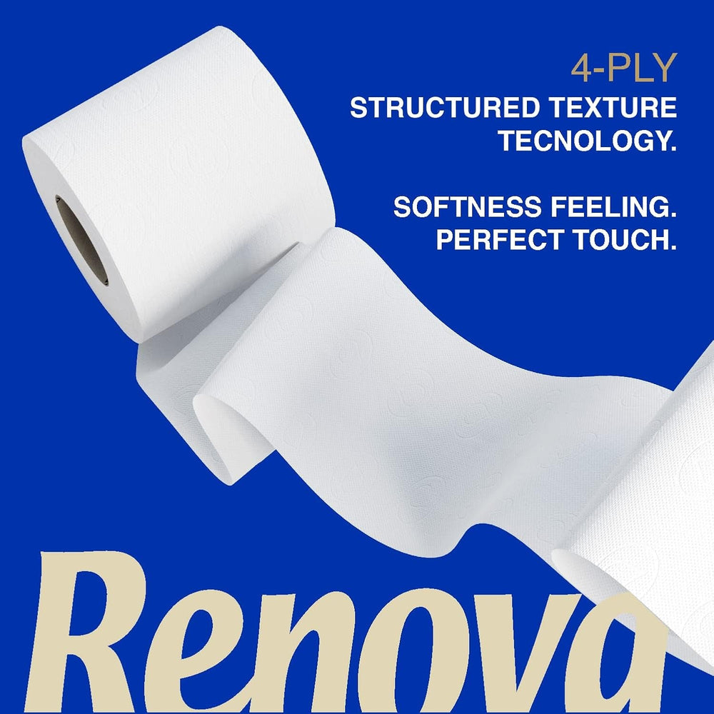 Hârtie igienică Renova Renova Divine Perfection, 42 role, hârtie igienică premium, 4 straturi, ultra moale, rezistență sporită, grosime, moale și absorbantă, hârtie certificată Fsc, 4400 G