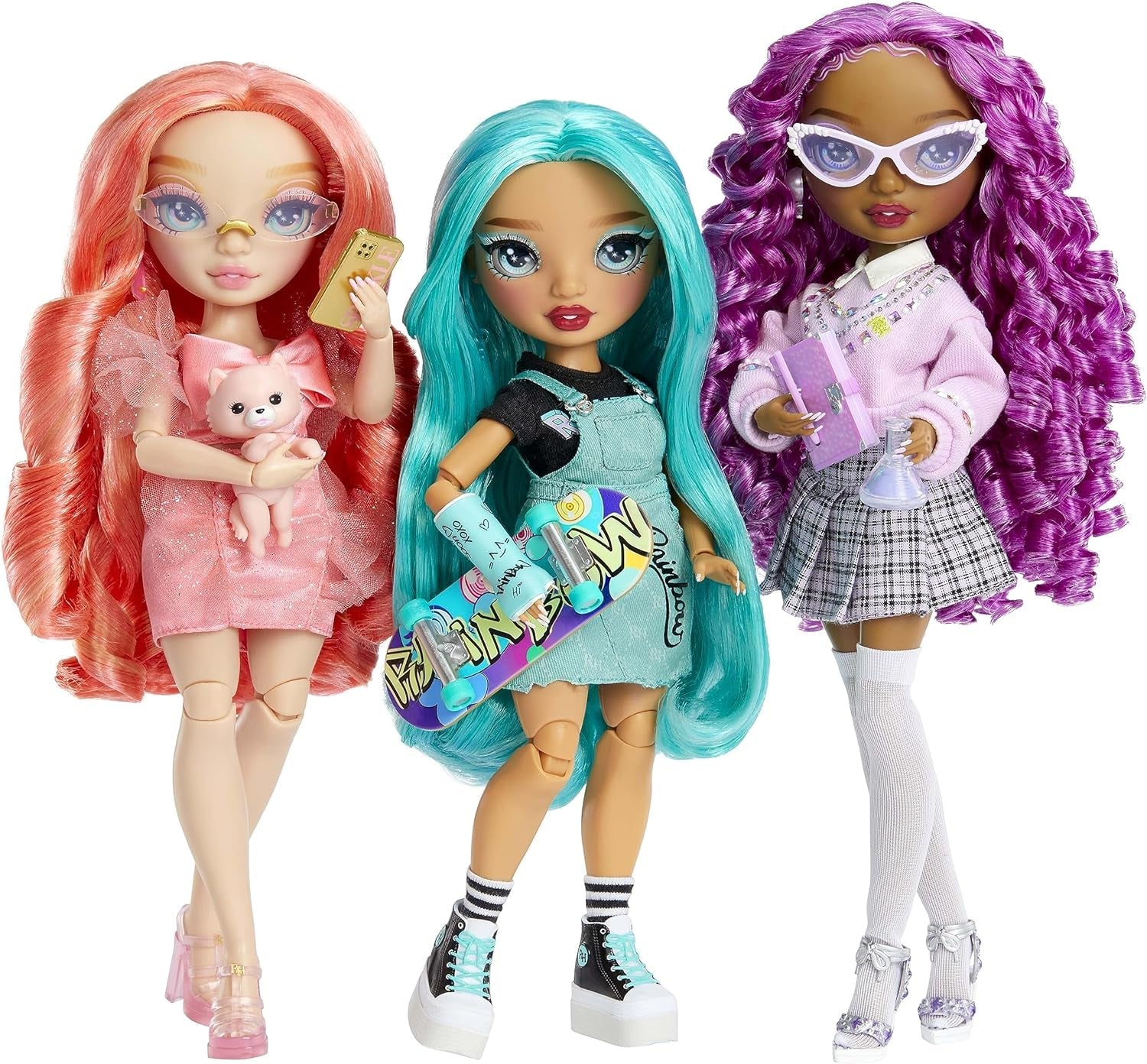 Păpușa Rainbow High Fashion - Pinkly Paige - Păpușă roz la modă într-o ținută la modă - cu ochelari și peste 10 accesorii de joacă colorate - Ideală pentru copii cu vârsta cuprinsă între 4 și 12 ani și colecționari