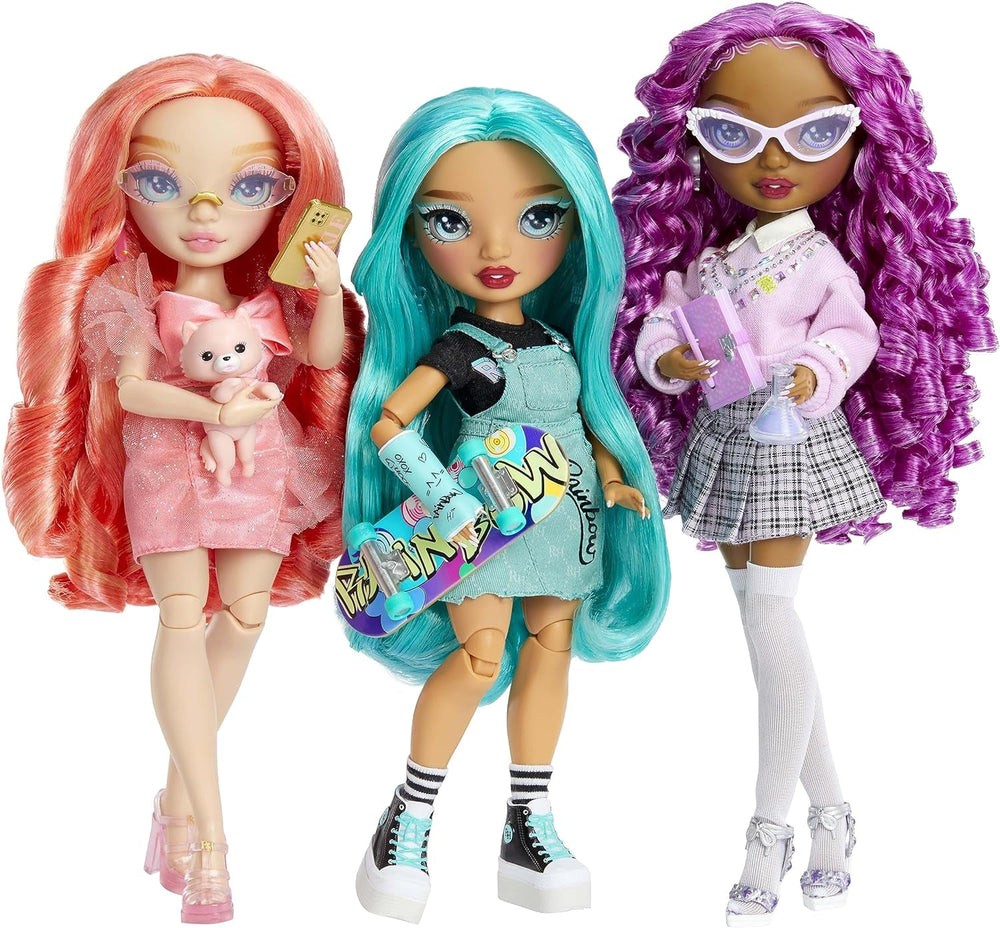 Păpușa Rainbow High Fashion - Pinkly Paige - Păpușă roz la modă într-o ținută la modă - cu ochelari și peste 10 accesorii de joacă colorate - Ideală pentru copii cu vârsta cuprinsă între 4 și 12 ani și colecționari