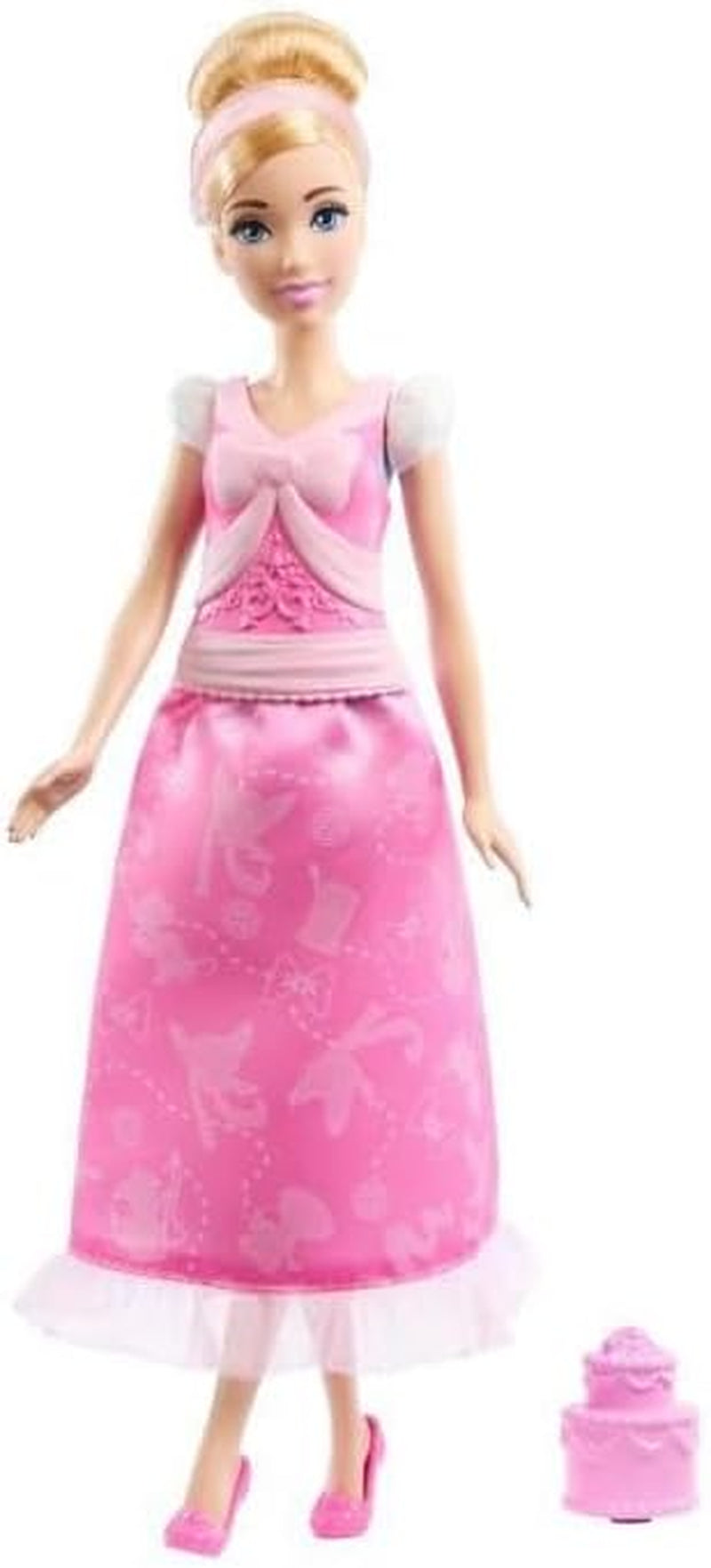 Jucării Mattel Disney Princess, păpușă Cenușăreasa la modă cu 2 ținute, 9 accesorii, 2 topuri cu clipsuri și 2 fuste. Povești 2 în 1 inspirate din filmul Disney, JCR95