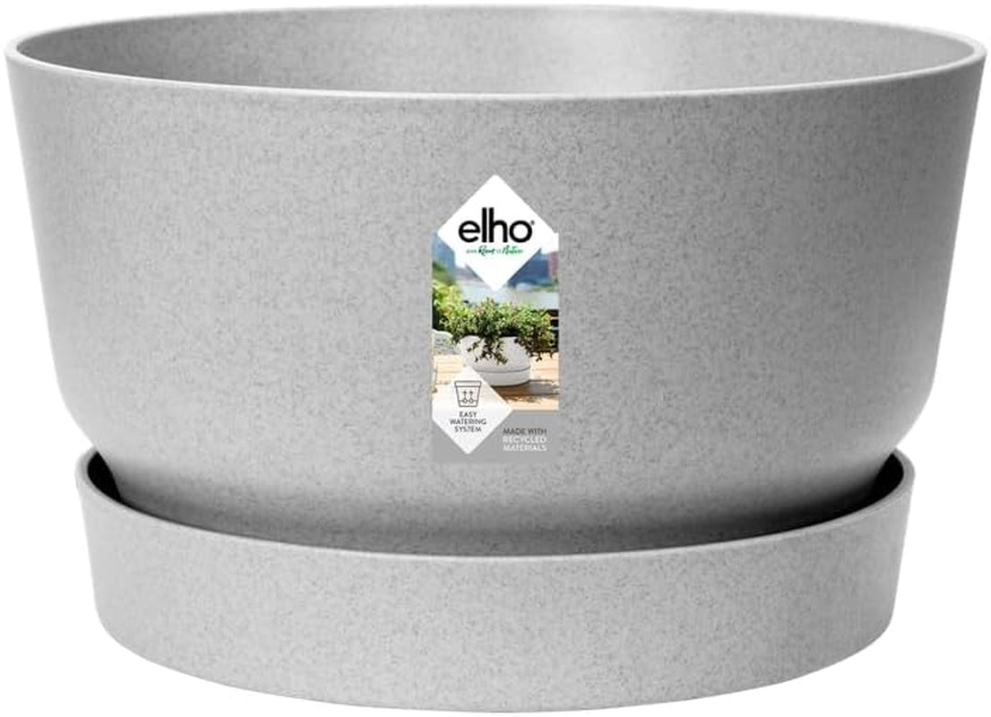 elho Greenville Bowl 33 - Ghiveci de flori pentru exterior - 100% plastic reciclat - Ø 32,5 x H 19,4 cm - Gri/Beton viu