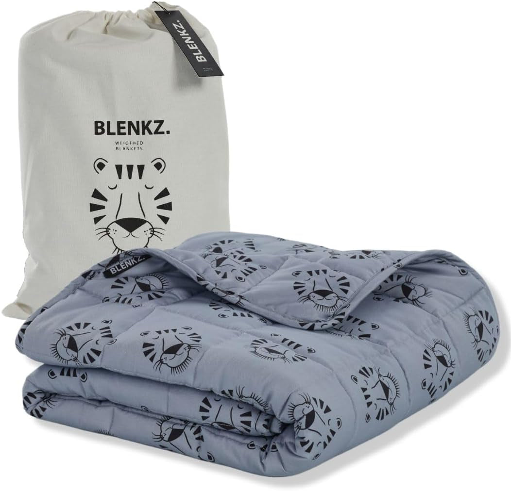 Zatížená dětská deka | 3,5 kg | 100X150cm | Terapeutická deka | Vážené přikrývky | Těžká přikrývka (obličej modrého tygra, 3,5 kg-100X150 cm) Postele a přikrývky BLENKZ. Obličej modrého tygra 5Kg-140X200Cm