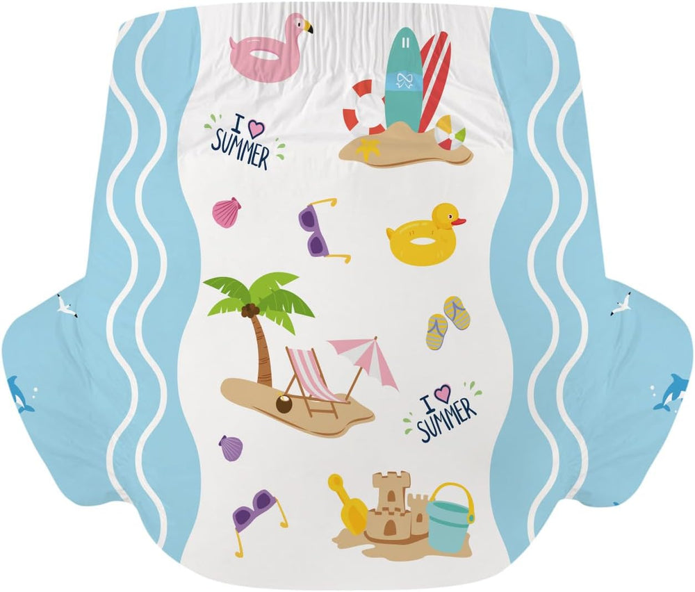 Plenky pro dospělé CutiePlusU, 10 balení, jednorázové plátěné plenky pro ženy a muže, maximální savost přes noc - I Love Summer (střední velikost 71-96 cm)