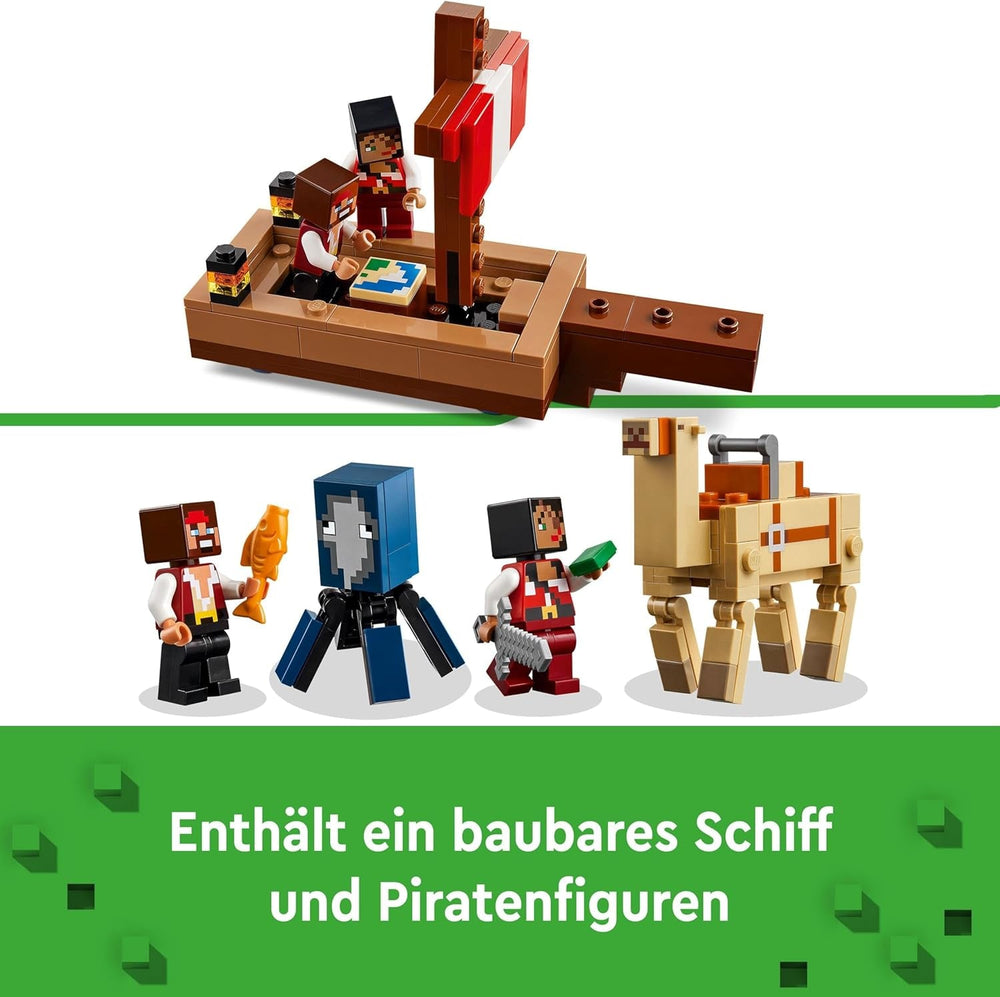 LEGO Minecraft Plavba pirátskou lodí Oliheň a velbloud Postava piráta Hračka na stavbu lodi Dárek pro chlapce a dívky 8 let 21259 Stavebnice Besuche den LEGO-Store