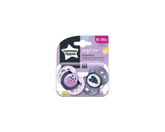 Suzetă Tommee Tippee Anytime, formă ortodontică simetrică, silicon fără BPA, 18-36 luni, 2 bucăți, multicoloră