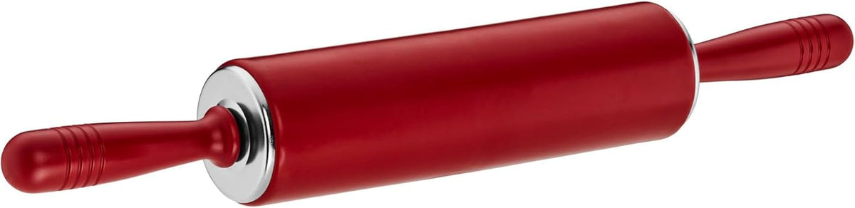 Originální Kaiser Original Kaiserflex Red Teigroller Silikon 49 x 6,5 cm, Nudelholz Silikon mit Metallkern, Ergonomische Griffe, hitzebeständig bis 200°C, rot