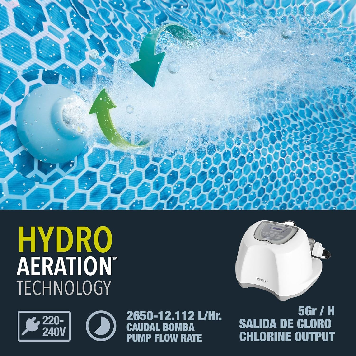 Intex 26668 - Krystal čirý filtrační systém slané vody pro 2650-12112 l/h filtrační čerpadlo pro malé bazény do 26500 l plastové bílé