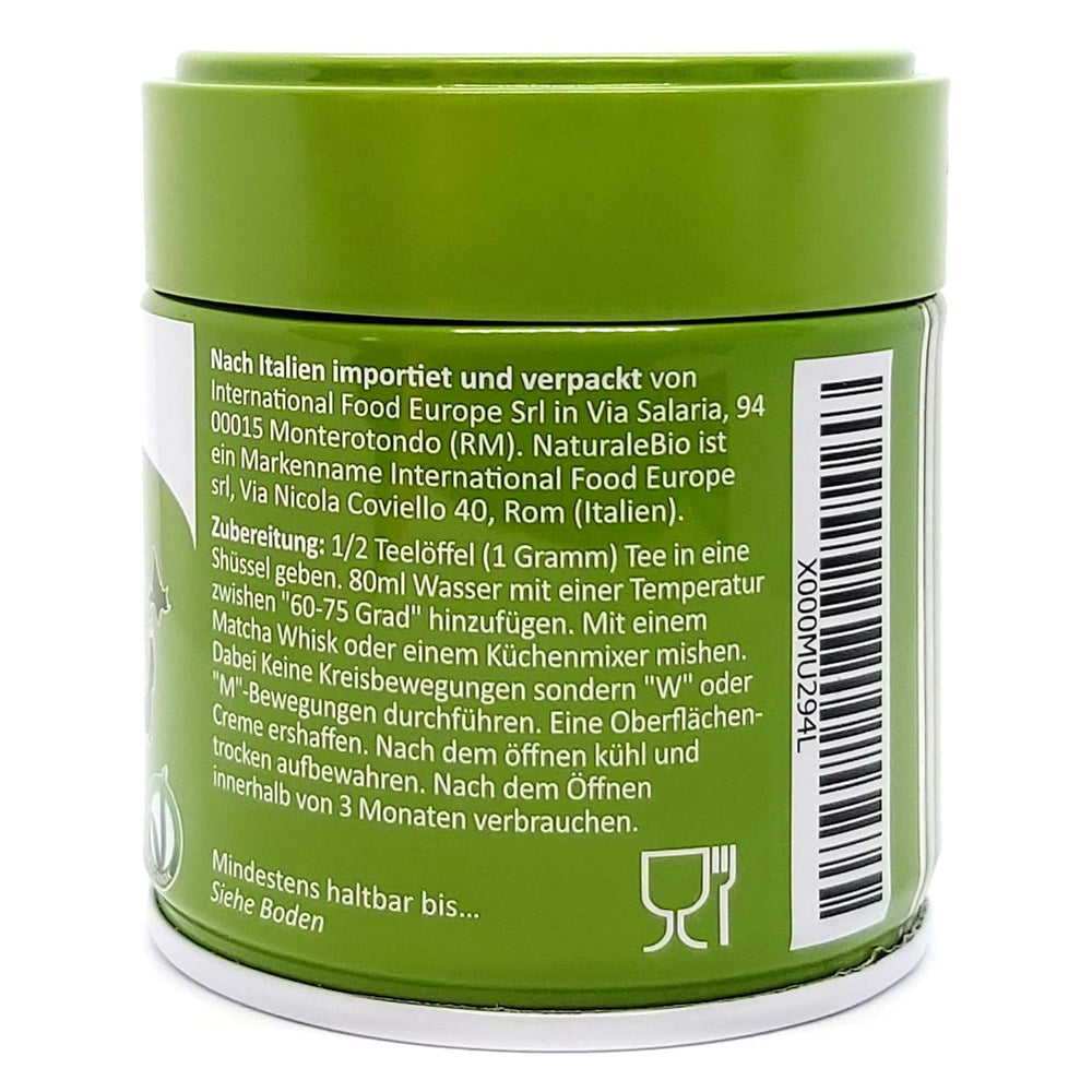 Naturalebio Ceai Matcha pudră de calitate ceremonială Ceai verde original din Japonia. Ceai verde pudră Matcha de calitate ceremonială, produs în Uji, Kyoto. Ideal pentru băut, gătit și latte. Cutie de 30 g.