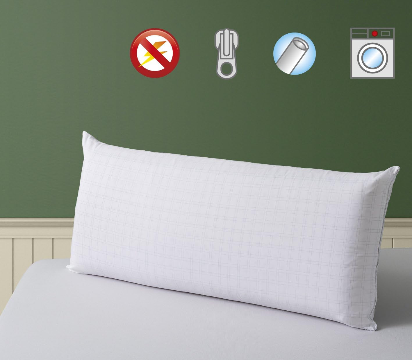 Savel pernă anti-stres cu capac dublu, fermitate medie, 40 X 135 Cm Perne standard Naty Shop