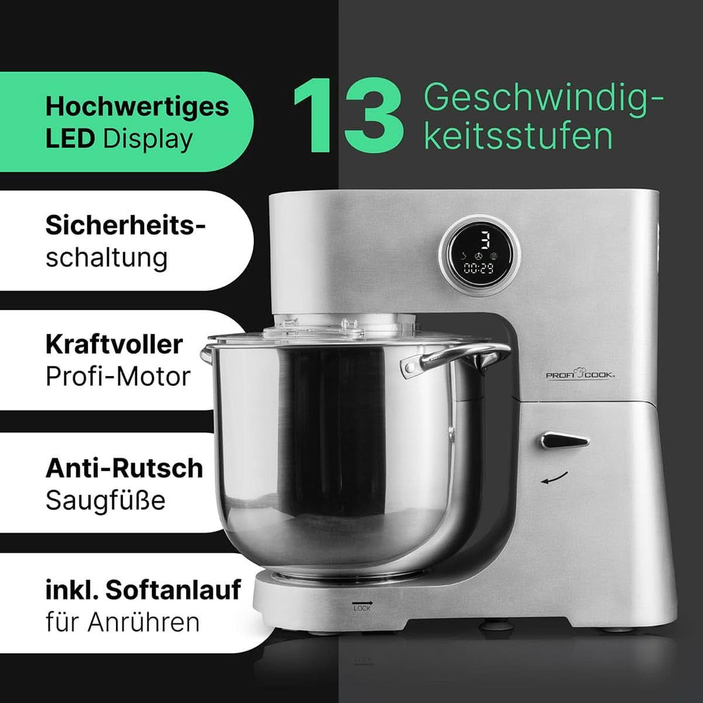 Proficook® Küchenmaschine Mit XXL 12L Schüssel | Knetmaschine Mit 2500W Longlife-Profi-Motor | Metallgetriebe Und-Display | Kuchyňský robot Für Bis Zu 8,5 kg těsta | 13 rychlostí | PC KM 1254 Matka a dítě Naty Shop