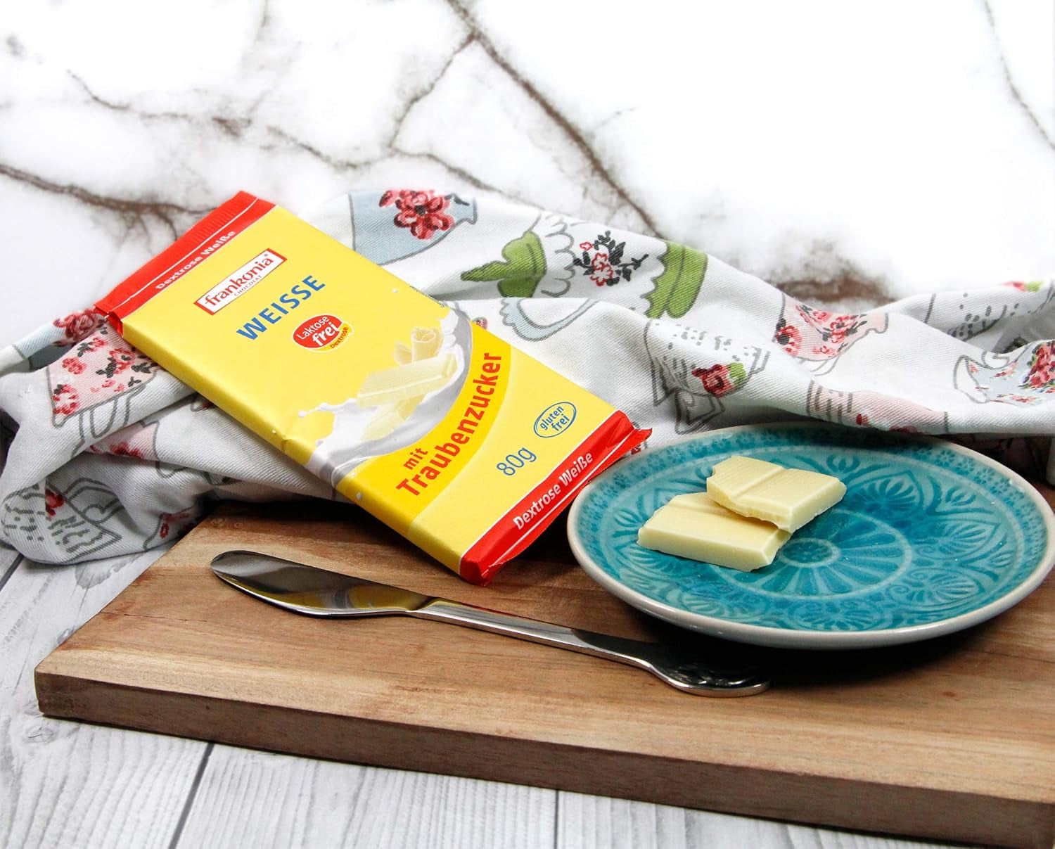 frankonia ČOKOLÁDA Bílá čokoláda s dextrózou, bez laktózy a bez lepku, 80 g