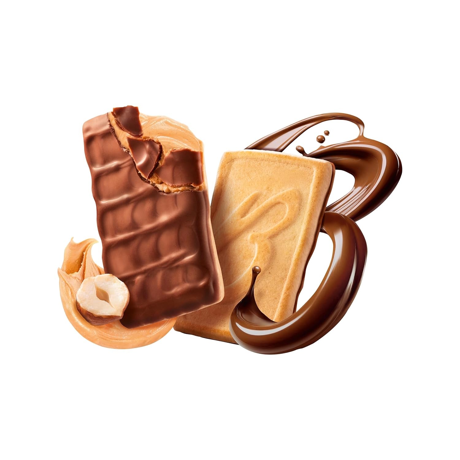 Bahlsen Cremă de alune și ciocolată, 100g, Biscuite crocante cu umplutură de cremă de alune și ciocolată cu lapte (1 x 100g)
