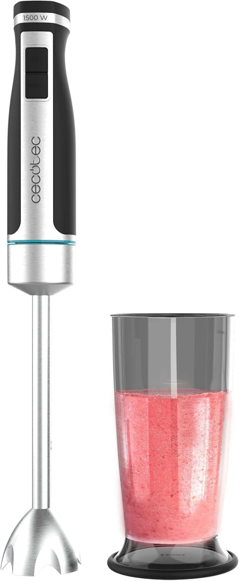 Cecotec ruční mixér Powergear 1500 - Klingen Aus Titanium Beschichtung, 21 Geschwindigkeitsstufen, 1500 W, Inklusiv Glas Mit Deckel. (Schwarz Und Edelstahl, XL) Kuchyň Naty Shop 1 Zubehör