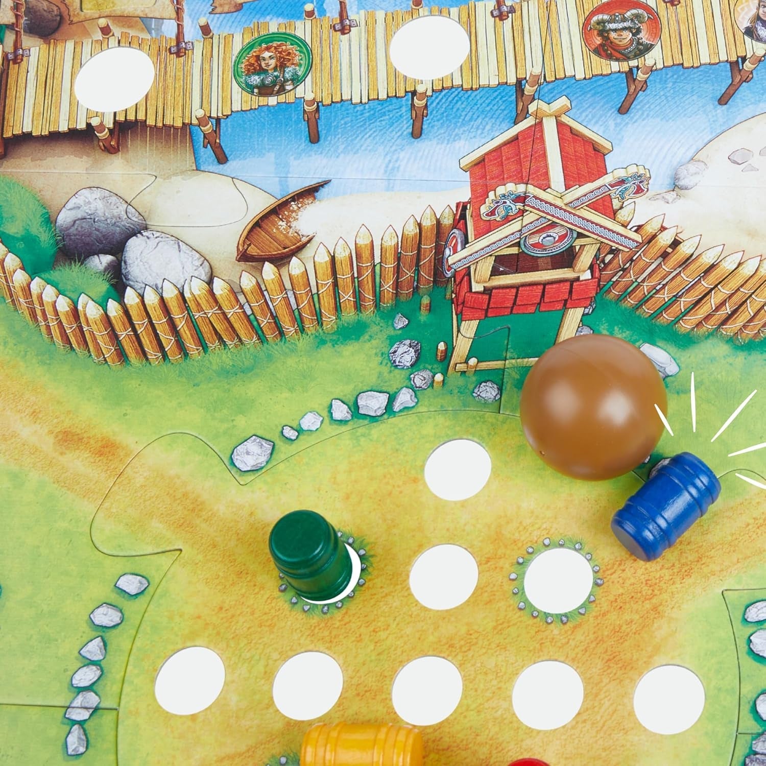 HABA Valea Vikingilor – Joc de societate rapid pentru dexteritate, pentru vârste de la 6 ani în sus, pentru 2–4 jucători – Tablă de joc XXL și nave vikinge 3D – Promovează tactica și curajul – 1304697001