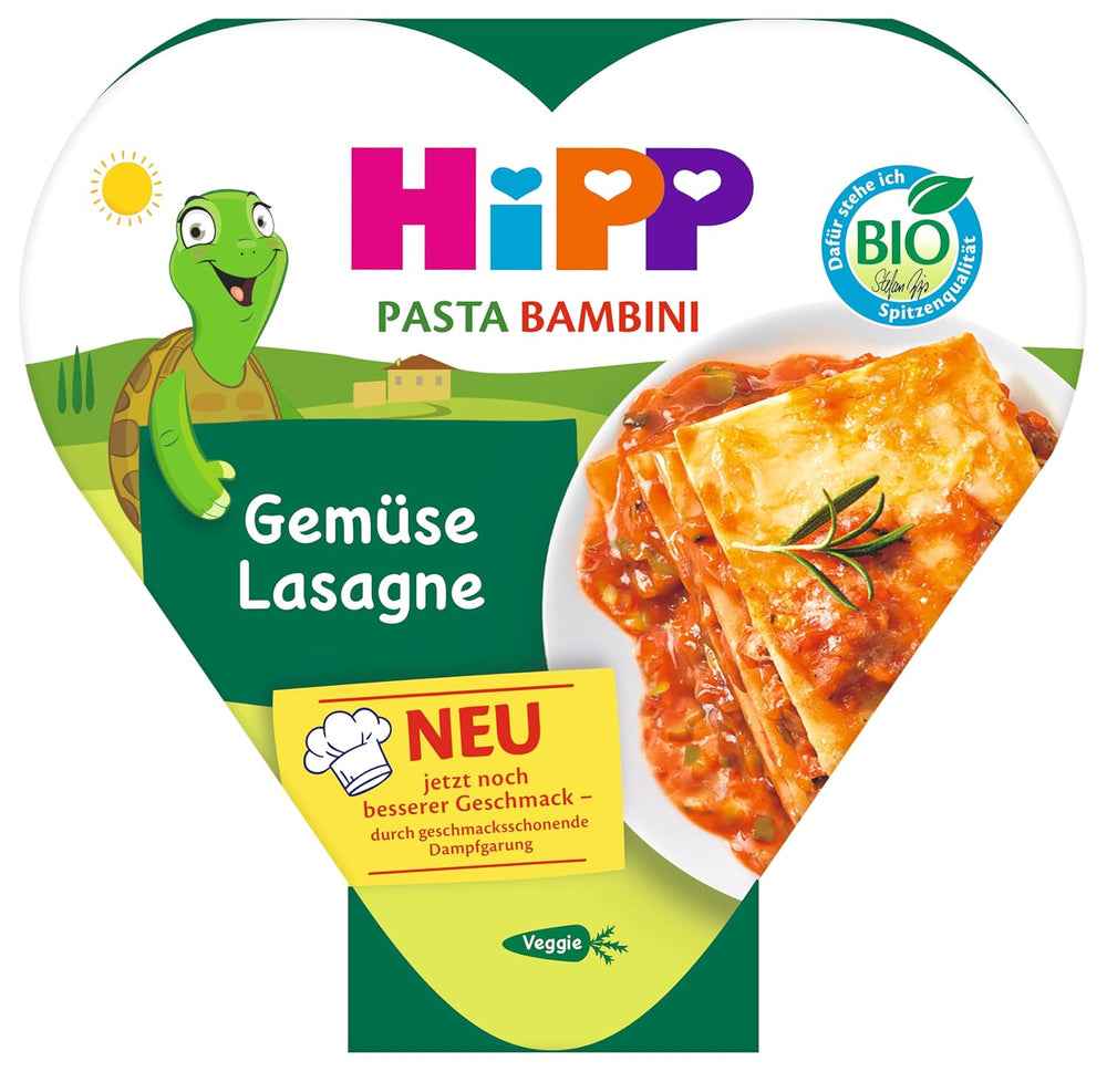 HiPP bio zeleninové lasagne (6 x 250g), jídlo od 1 roku, lehce dušené, vegetariánské, kořeněné pro děti, bio kvalita