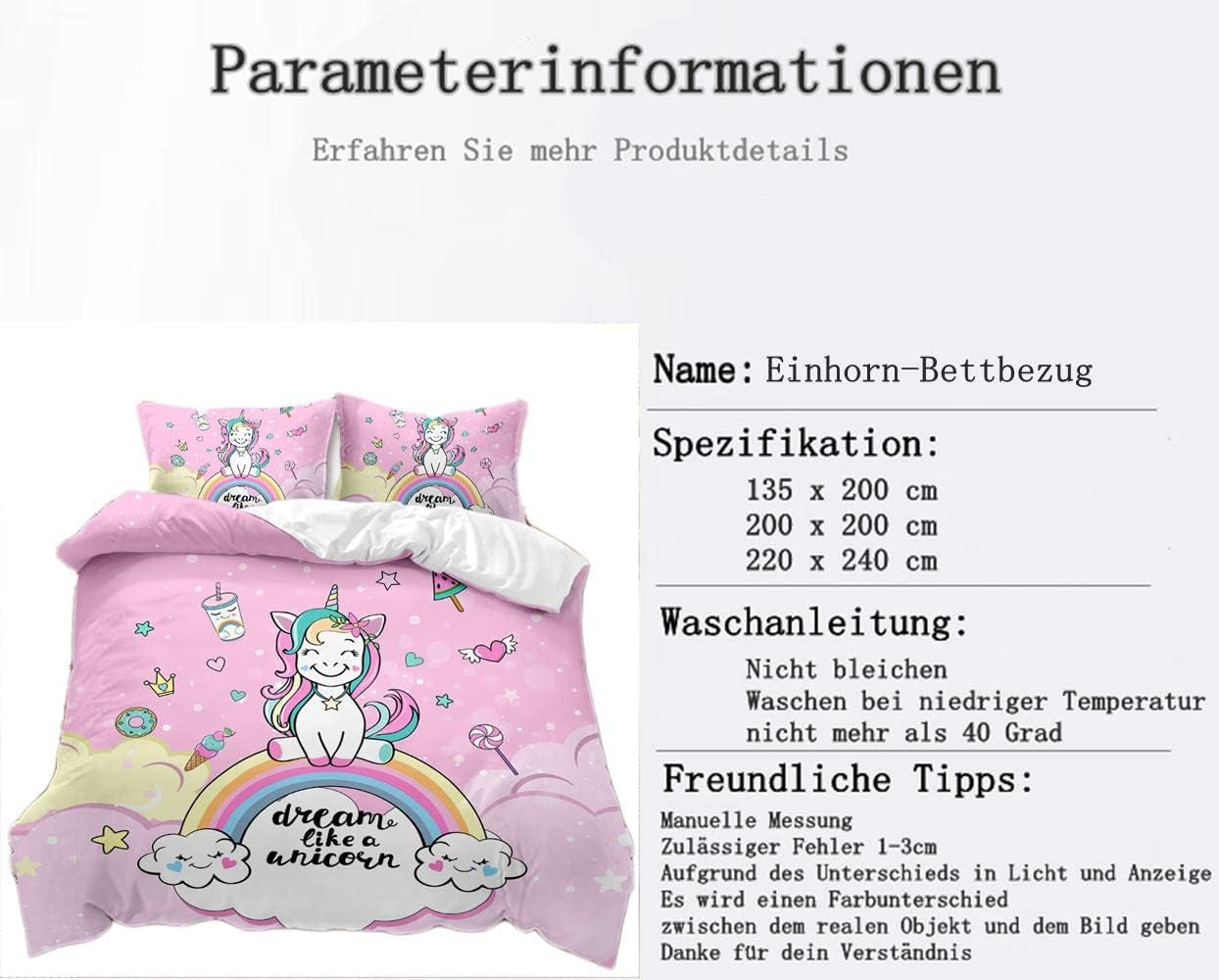 Lenjerie de pat pentru fetite, Unicorn, 2 fețe de pernă Lenjerie de pat - copii Naty Shop