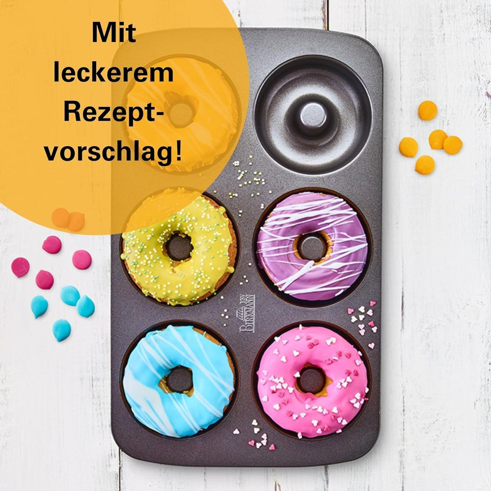 Birkmann, Easy Baking, Donutblech, Backform Für 6 Donuts, Mit Hochwertiger Antihaftbeschichtung, Ø 9 Cm, Mit Rezept, 881631 Formy a plechy na pečení Naty Shop