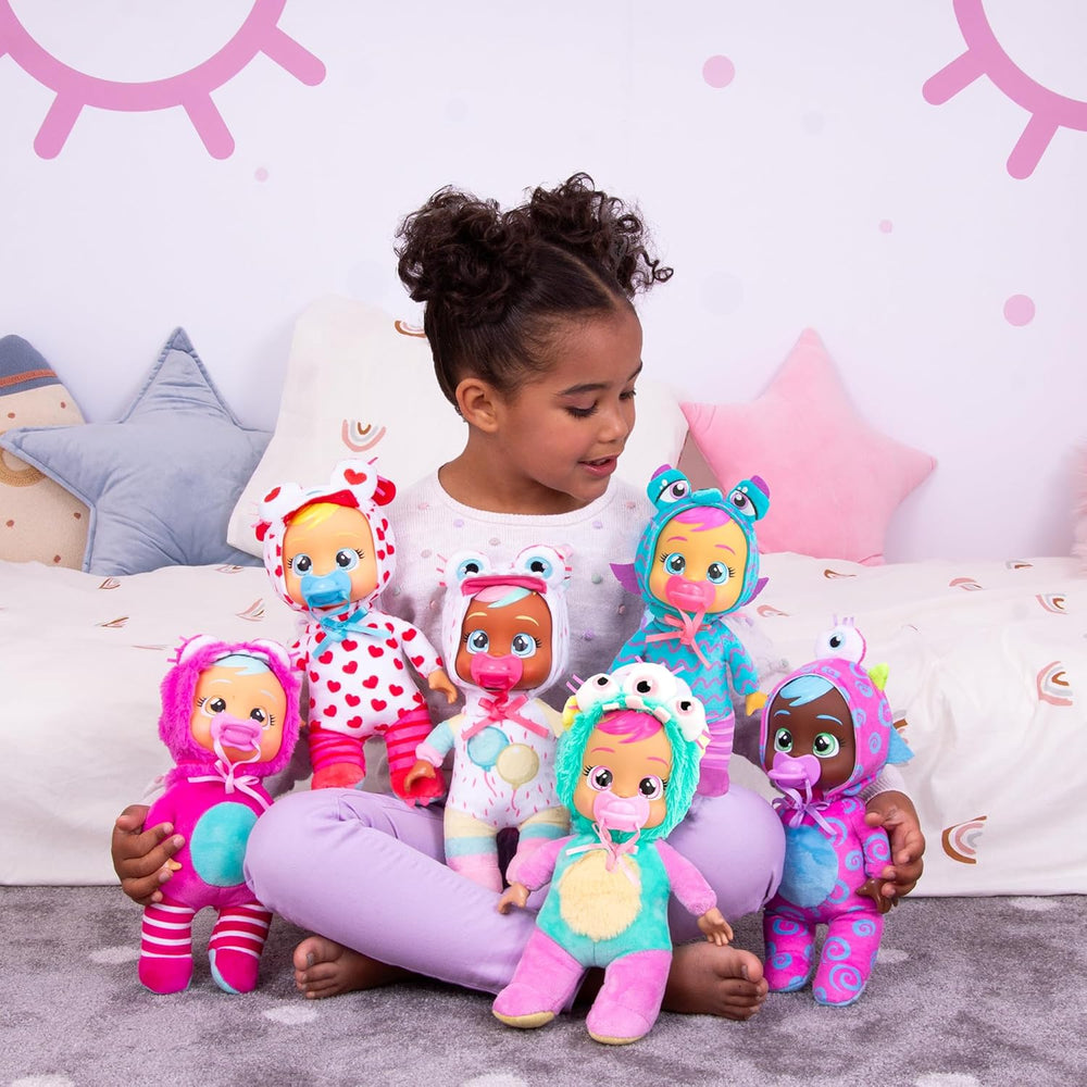 Cry Babies Tiny Cuddles Monster Momo, Plüsch-Baby-Puppe, Tiny Cuddles s osobním pyžamem pro příšerky, das echte Tränen weint, Kinder ab 18+ Monaten