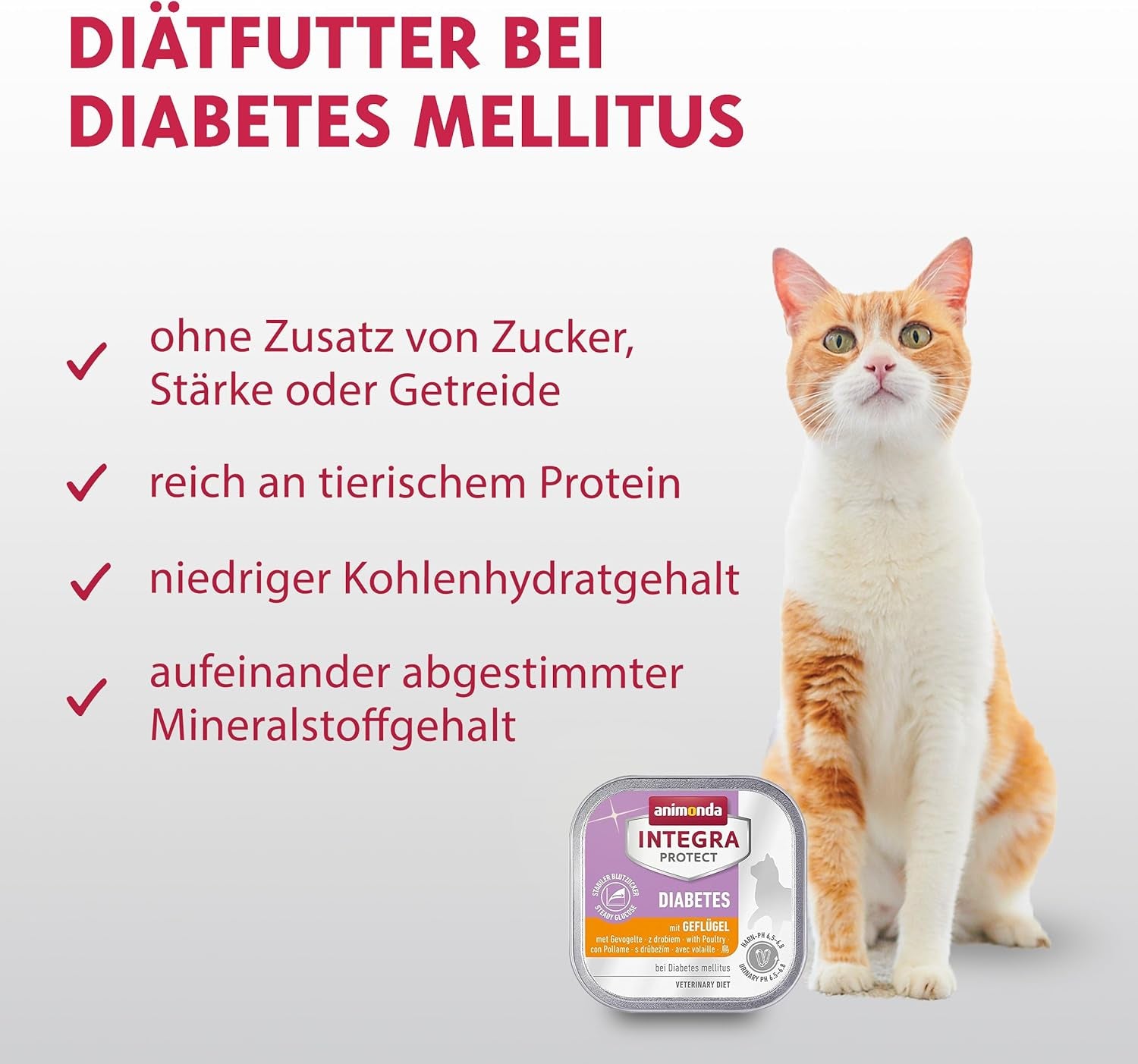 animonda INTEGRA PROTECT Diabetes cu Păsări de Curte (16 x 100 g), hrană umedă pentru pisici diabetice, hrană dietetică pentru pisici diabetice, hrană umedă fără zahăr