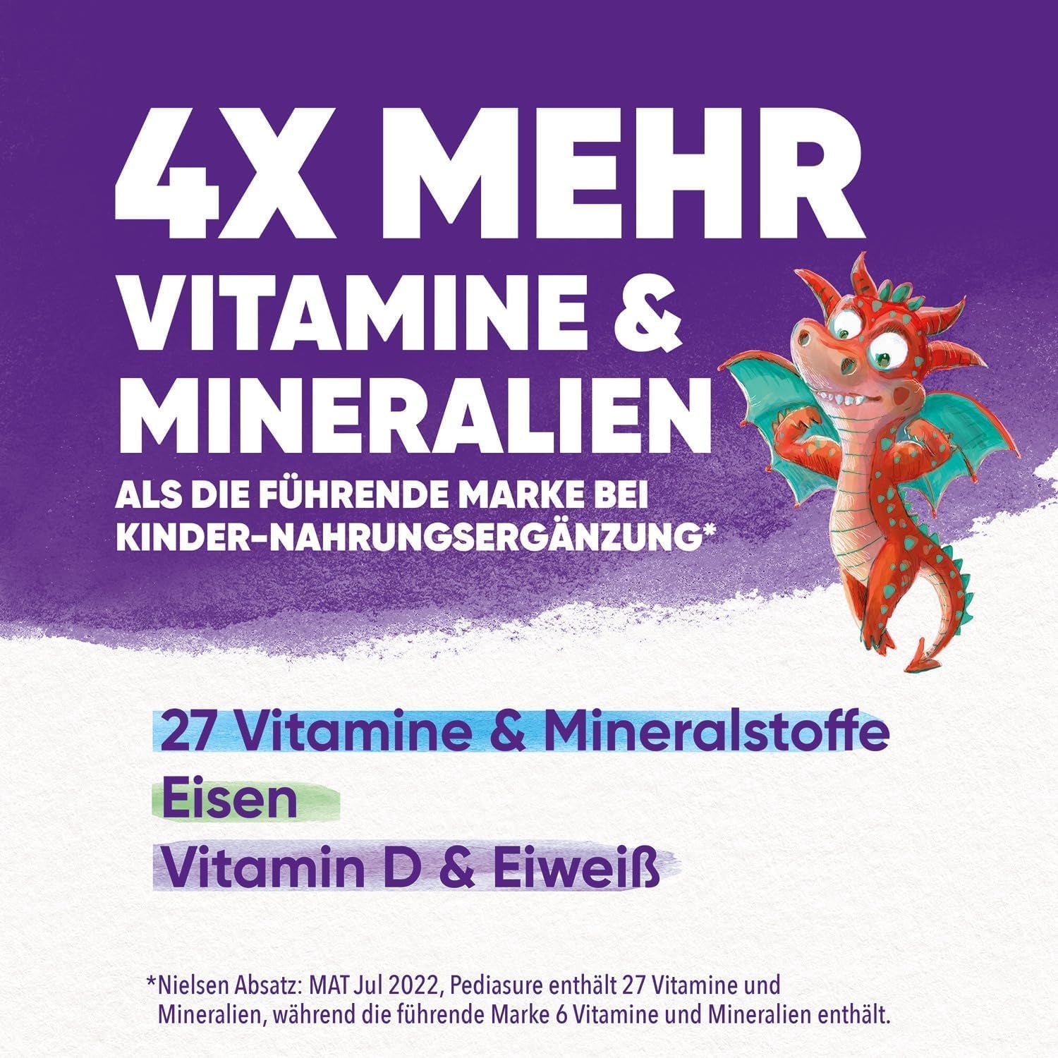 Pediasure Kids Dragon Power Chocolate 400g | Lahodný shake jako doplněk výživy pro děti od 1 roku | S 27 vitamíny a minerály, proteiny a komplexem tripleure | Balení se může lišit
