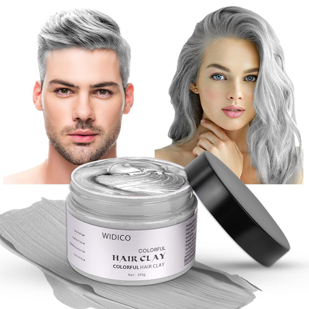 Ceară temporară pentru păr, ceară de culoare a părului lavabilă pentru bărbați, femei, ceară de păr, vopsea de păr, coafură naturală mată pentru petreceri, cosplay și Halloween-100g (roz) Vopsea pentru par Naty Shop Gri
