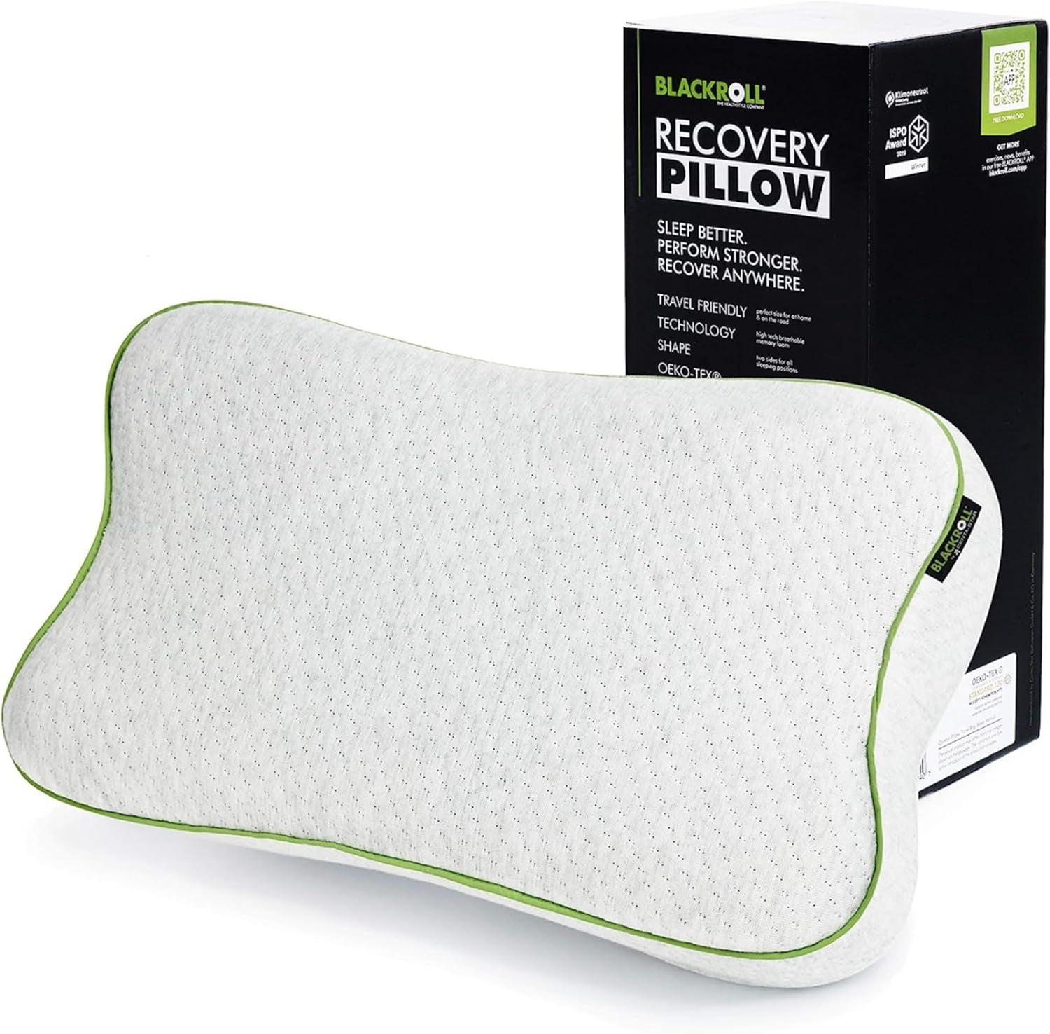 BLACKROLL® Recovery Pillow Set Jersey, pernă ortopedică pentru coloana cervicală din spumă cu memorie - Fabricat în Germania Perne ortopedice cervicale Naty Shop Gri deschis