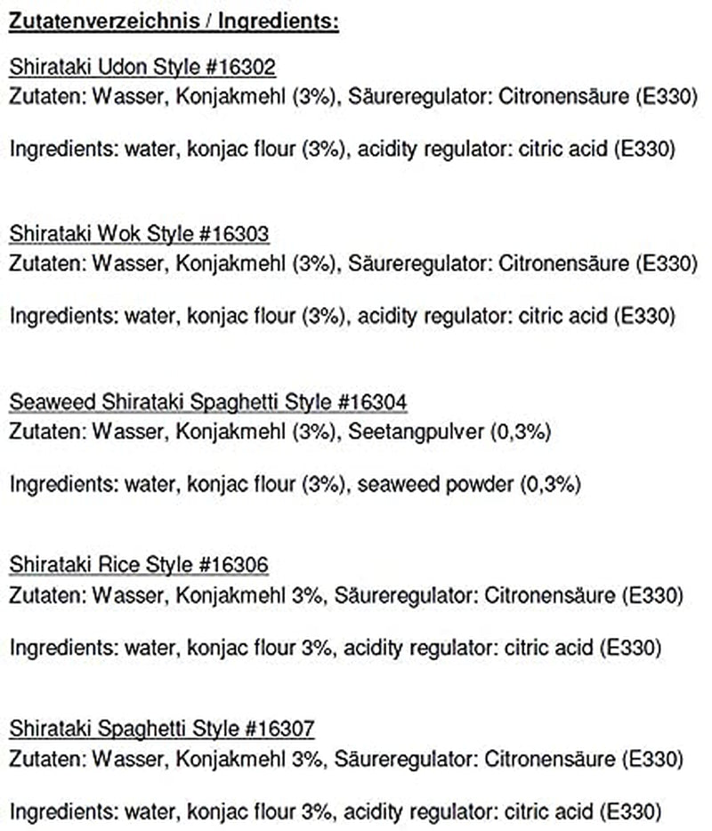 Miyata Shirataki Smíšená krabička 5 různých odrůd, nudle z konjacové mouky, 5 balení (5 x 270 g)