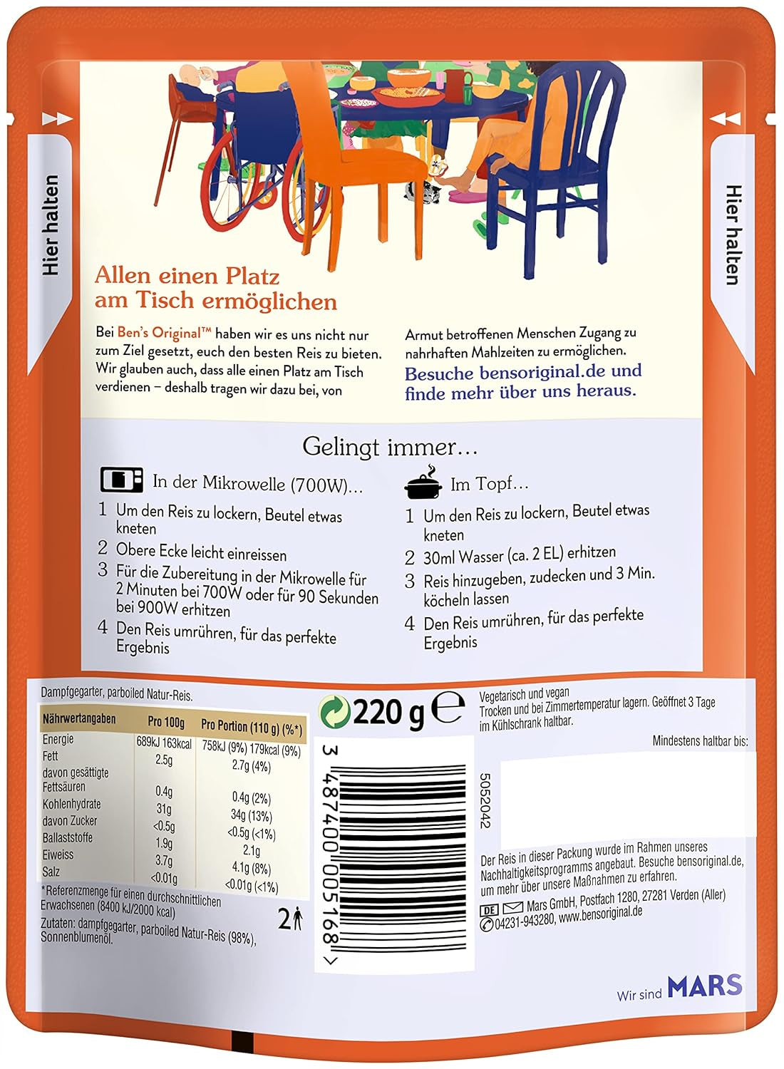 BEN'S ORIGINAL™ natural expresní rýže 6 x 220 g