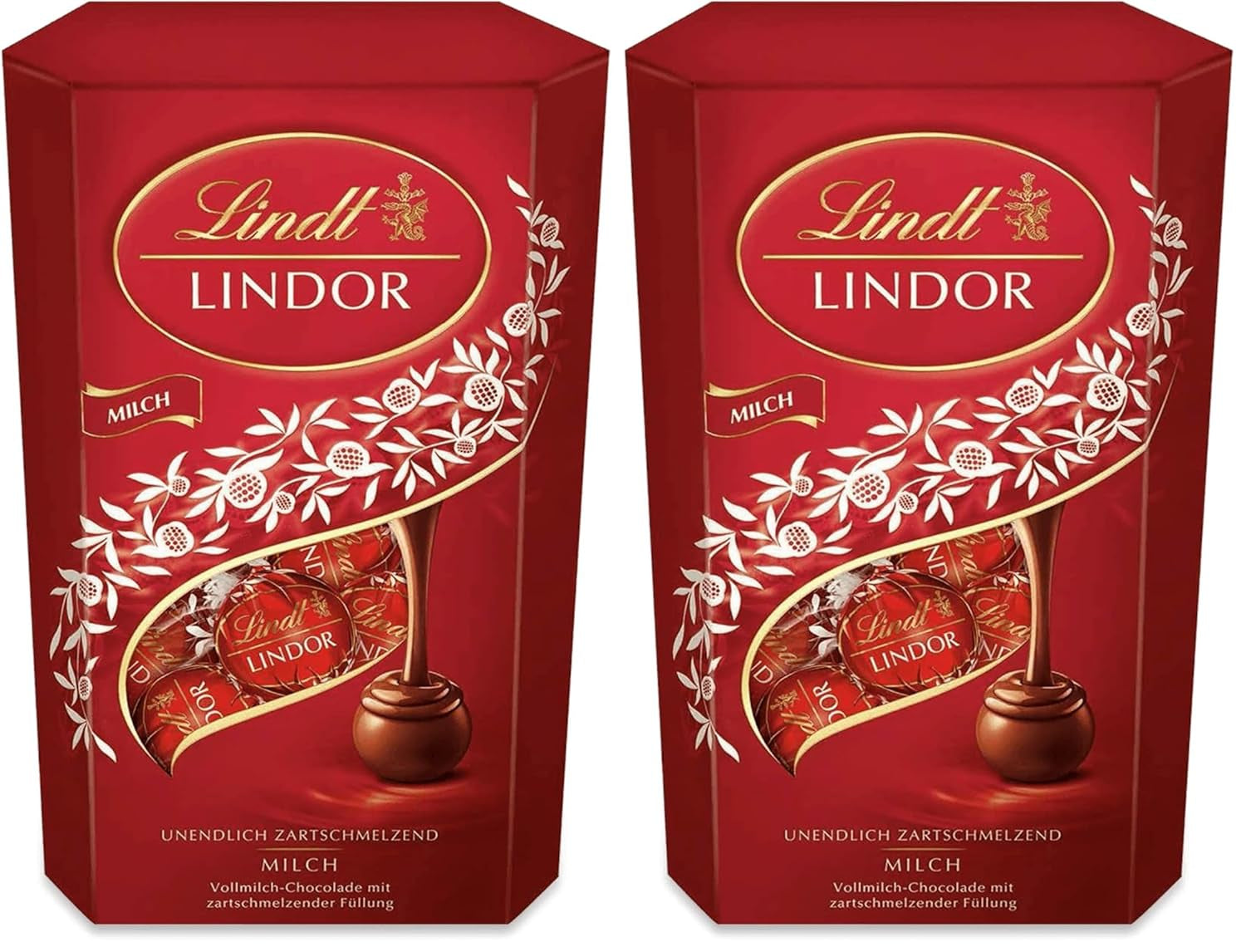 Lindt Čokoláda | Kornout z mléčné čokolády LINDOR | 500 g | 38 mléčných čokoládových kuliček s náplní rozpouštějící se v ústech | Čokoládový dárek