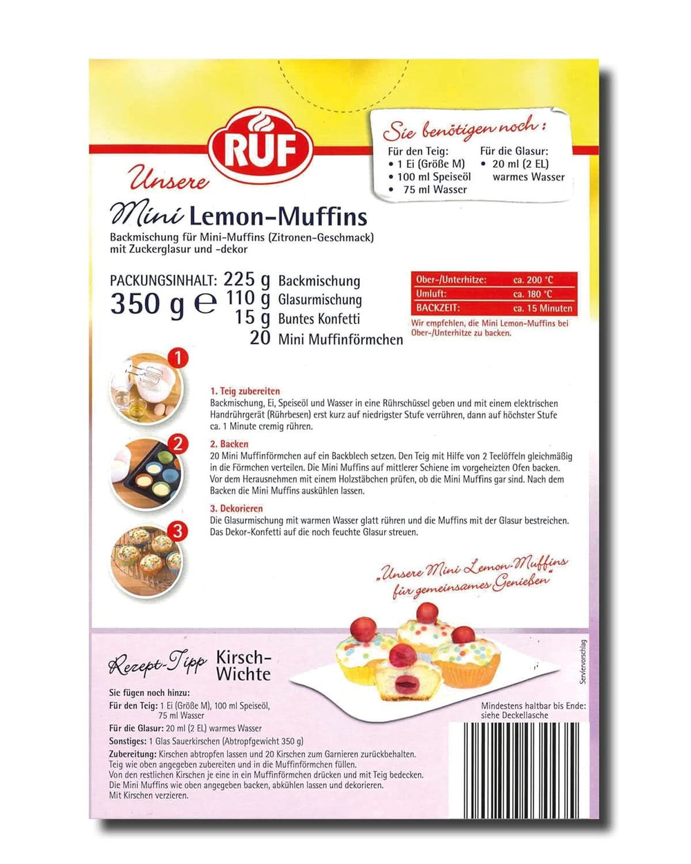 RUF Mini muffiny s citronem, směs na pečení s příchutí citronu, 350 gramů Kitchen Naty Shop