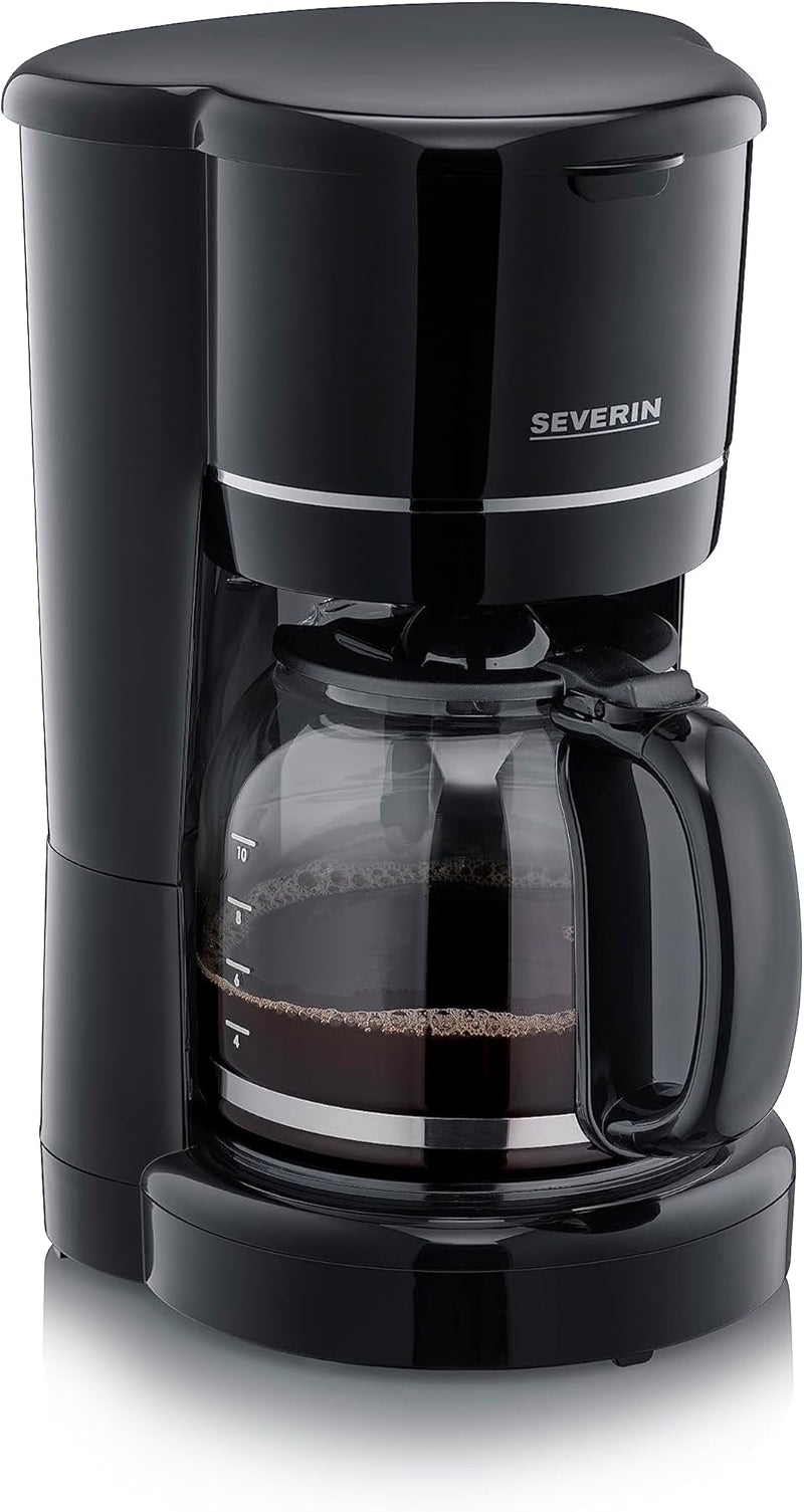Espressor compact SEVERIN, cafea aromată cu aparatul de cafea pentru până la 4 cești, espressor cu filtru și filtru oscilant permanent, oțel inoxidabil/negru, KA 4808
