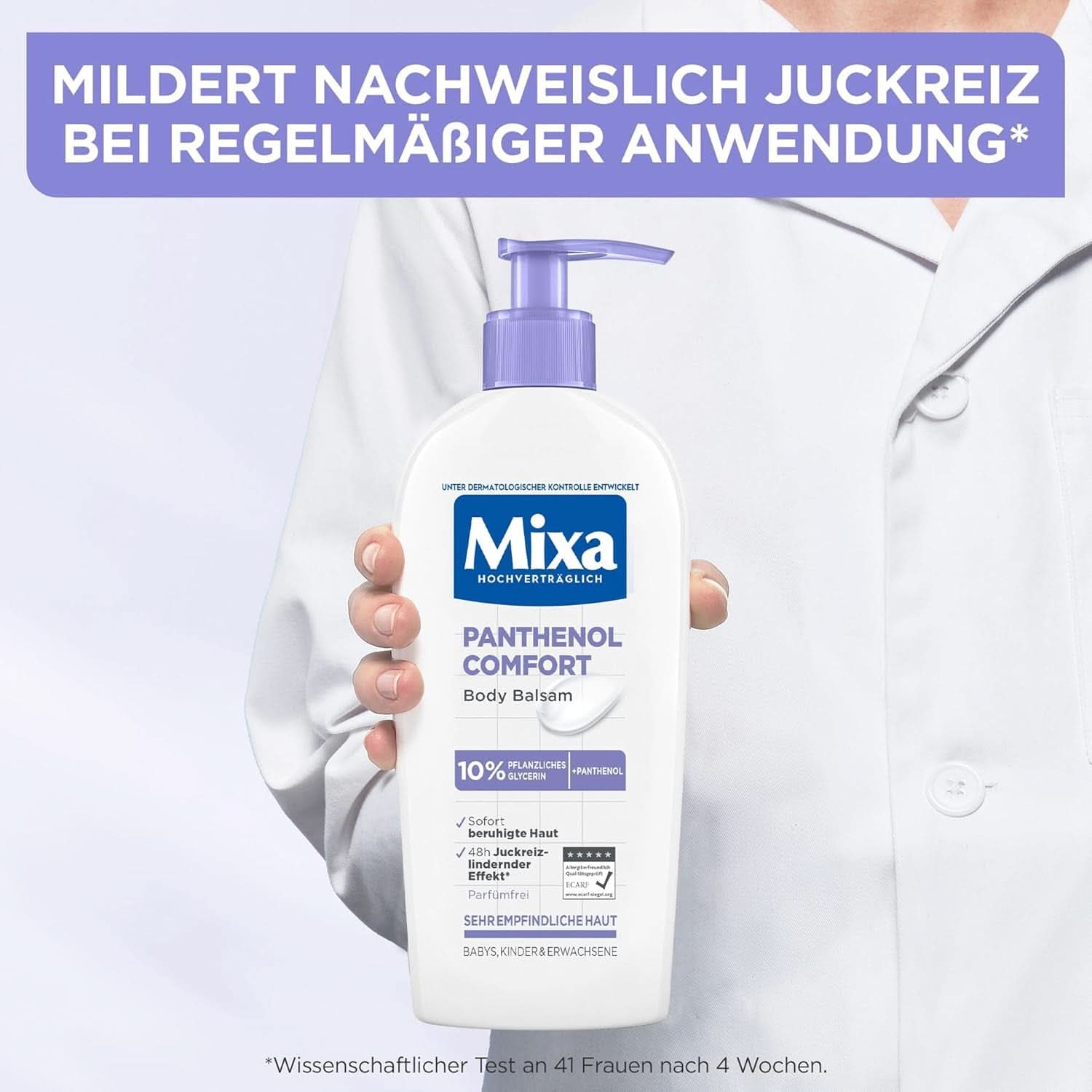 Mixa Panthenol tělové mléko, balzám pro zmírnění svědění a zklidnění, 250 ml Kosmetika a kosmetika Naty Shop