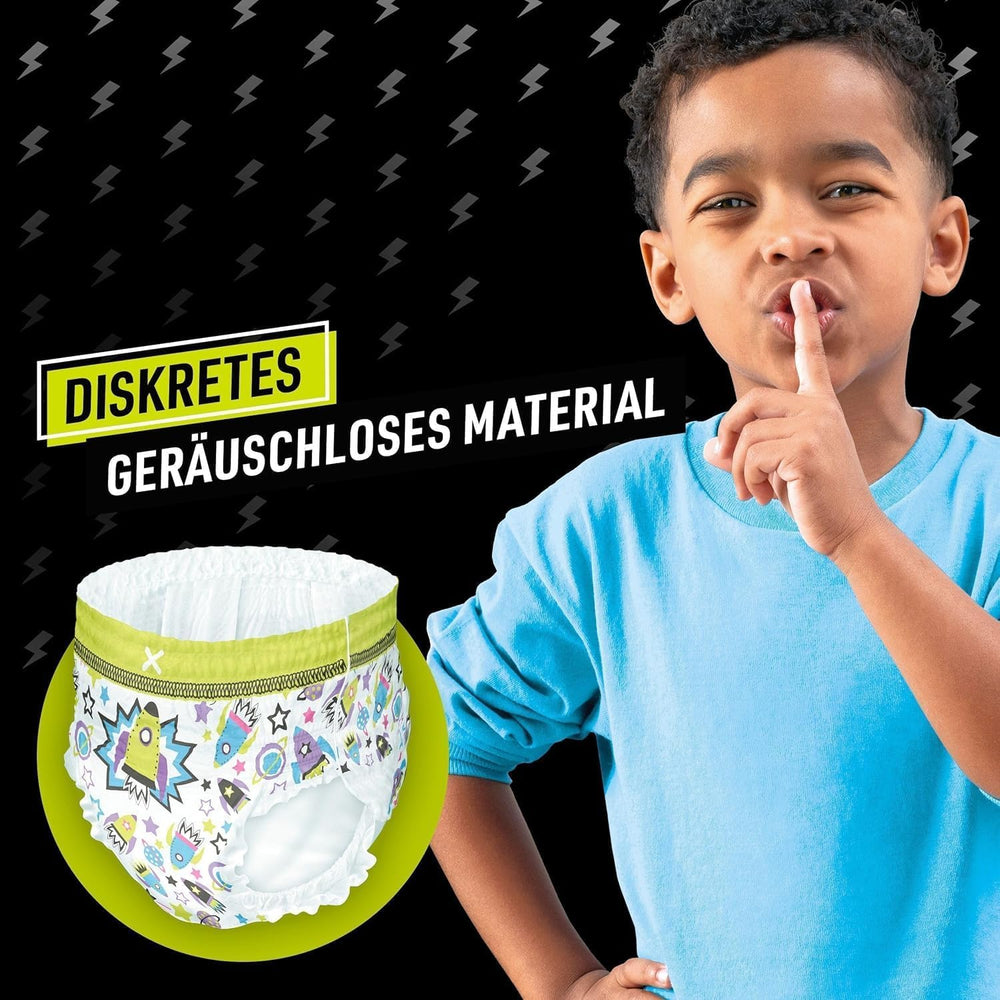 Pyžamové kalhoty vesmírné lodi, 10 balení absorpčních nočních kalhot, 7 let, 17 kg–30 kg, celonoční ochrana proti úniku