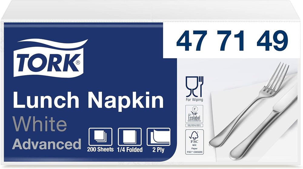 Tork Soft Lunch Napkin alb, pliat 1/8, 3 straturi, 33 cm × 33 cm, 150 șervețele, 477416