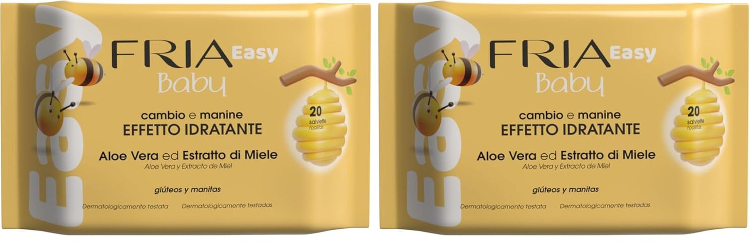 Easy Baby vlhčené ubrousky s Aloe Vera a výtažkem z medu zvlhčující pokožku, dermatologicky testováno, balení 20 ubrousků