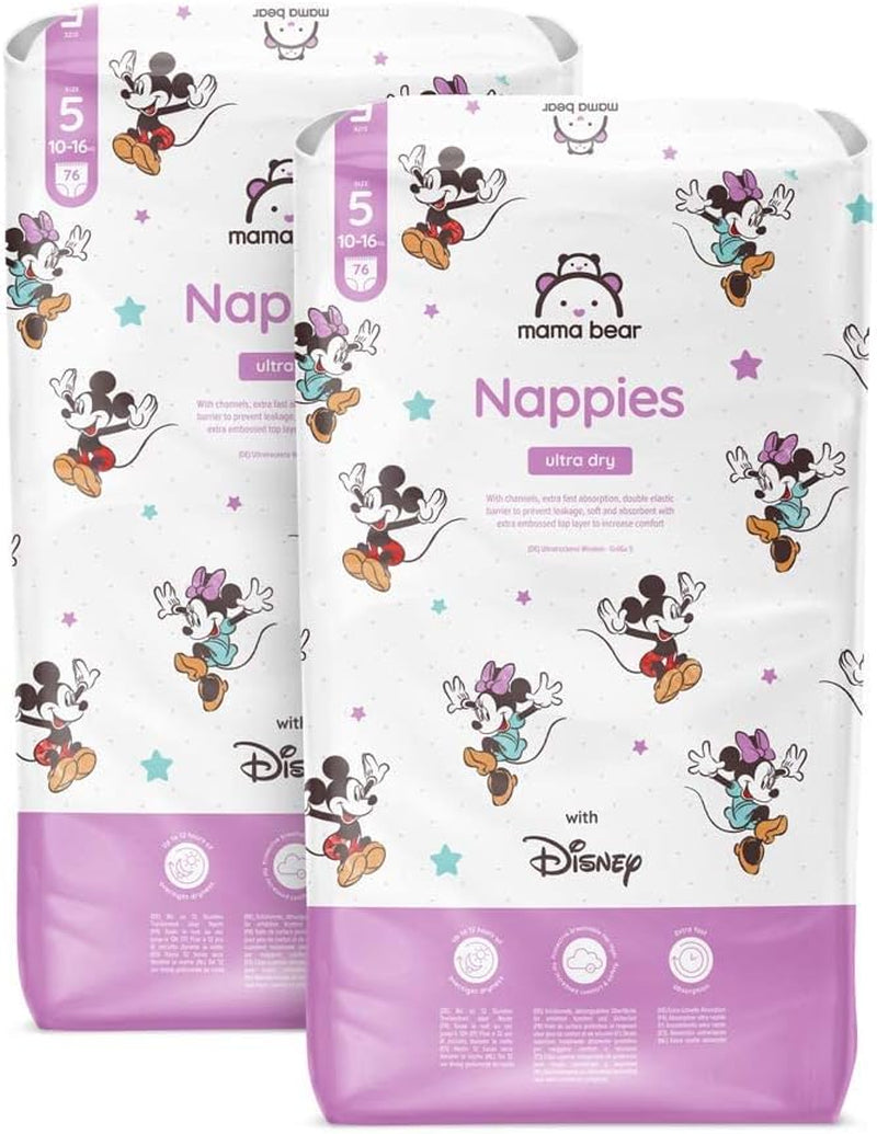 Značka Amazon: Mama Bear Disney Ultra Dry plenky, velikost 3 (4–9 kg) – měsíční krabička, bílá, počet 172 (2 balení po 86)