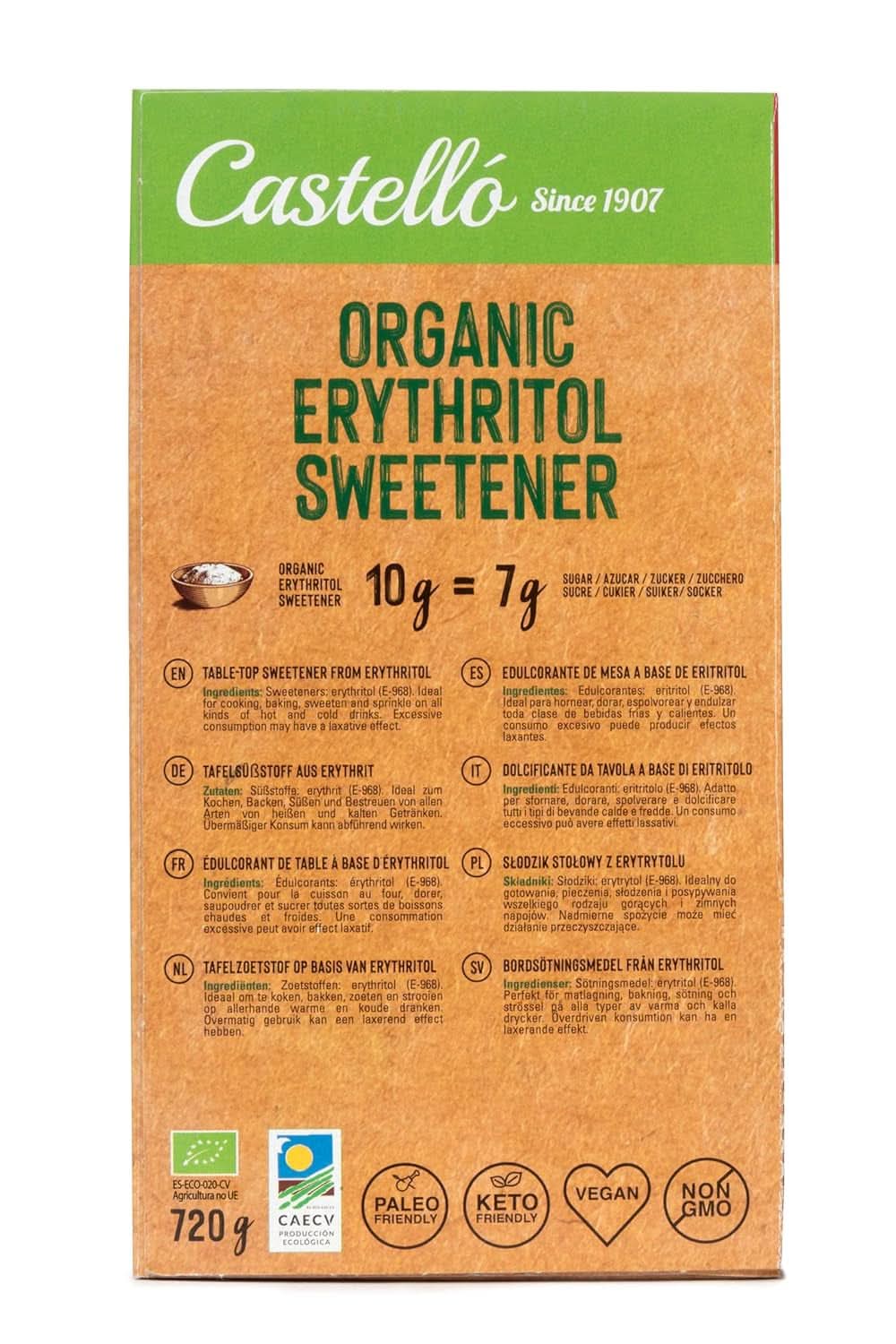 Přírodní organický erythritol | 144 sáčků po 5 G, celkem 720 gramů sladidel Naty Shop