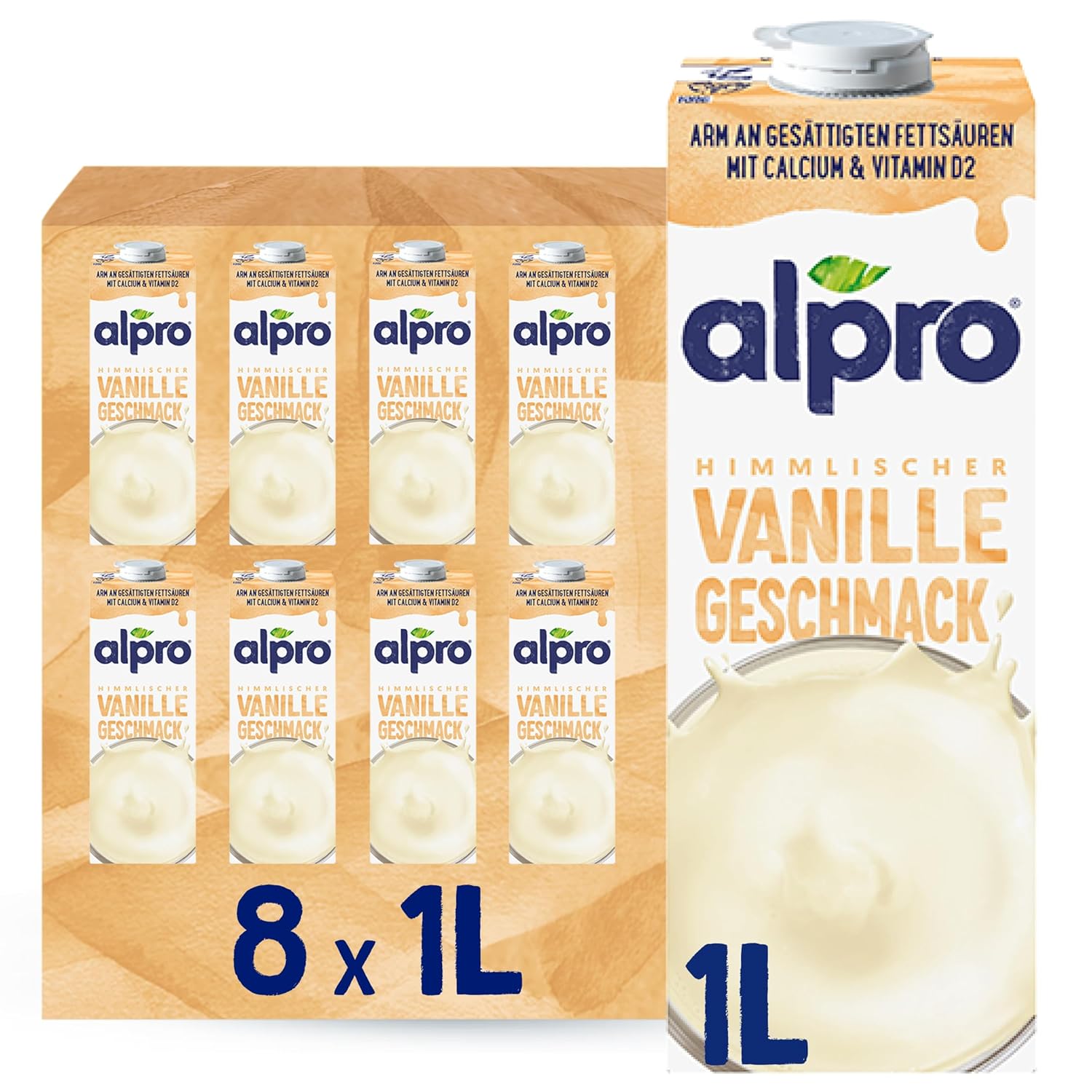 Alpro Vanilkové sójové mléko 8x1L - veganské a bohaté na vápník