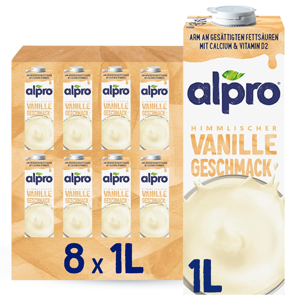 Alpro Vanilkové sójové mléko 8x1L - veganské a bohaté na vápník