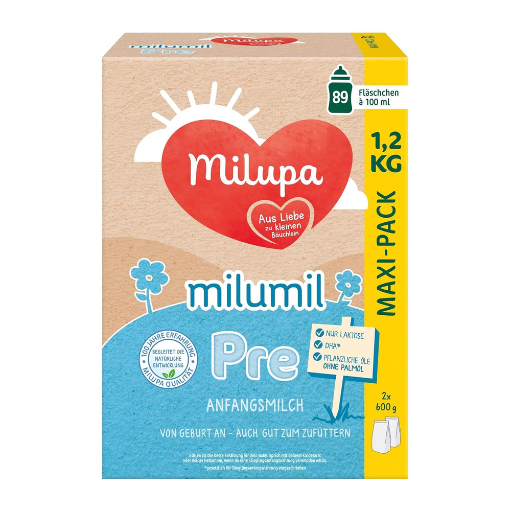 Milupa Milumil Pre, Sušené mléko pro kojence - S důležitými živinami a bez palmového oleje - 800 g Naty Shop 1,2 kg Milumil Pre