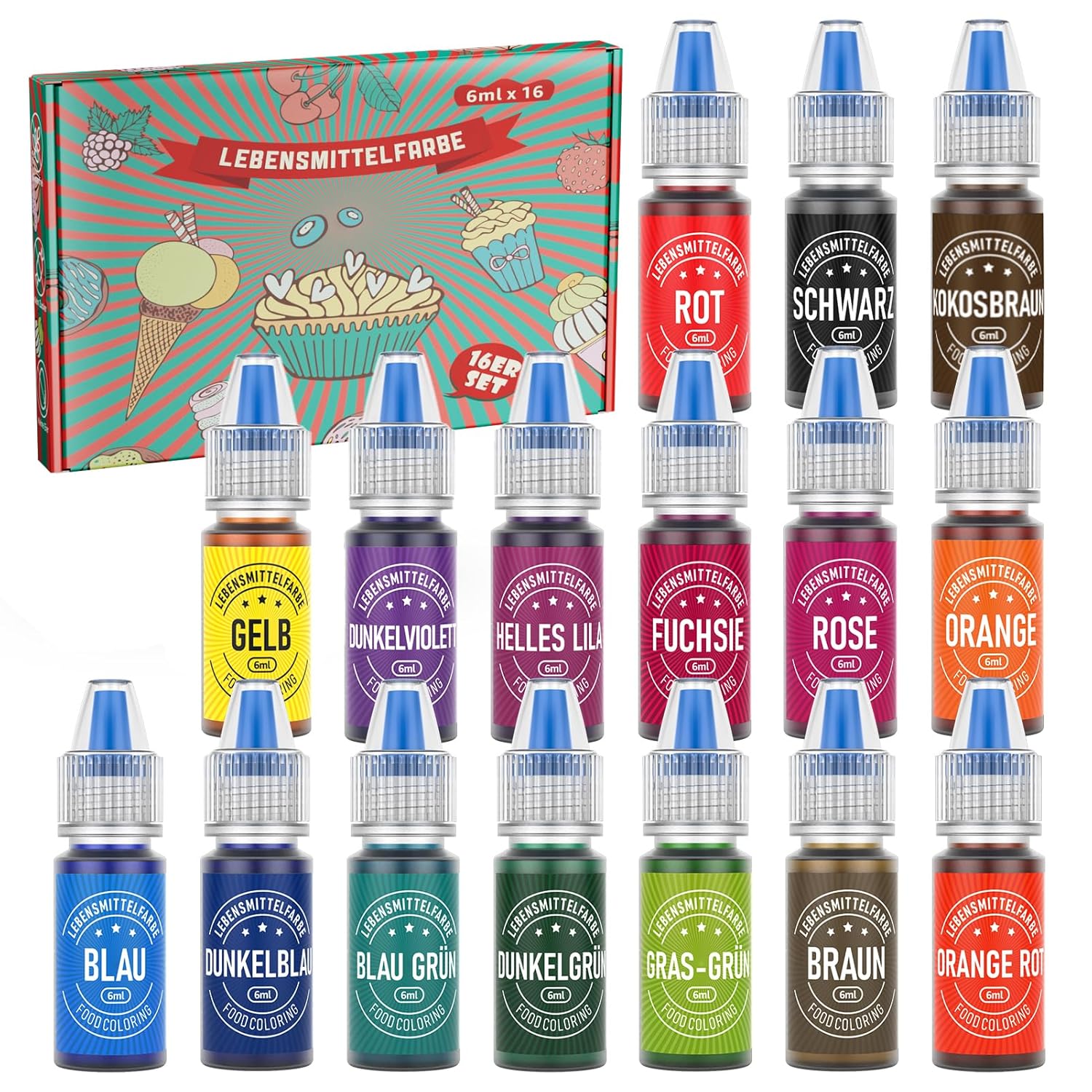 Set 12 sau 16 coloranti alimentari lichizi Naty Shop 16 coloranti