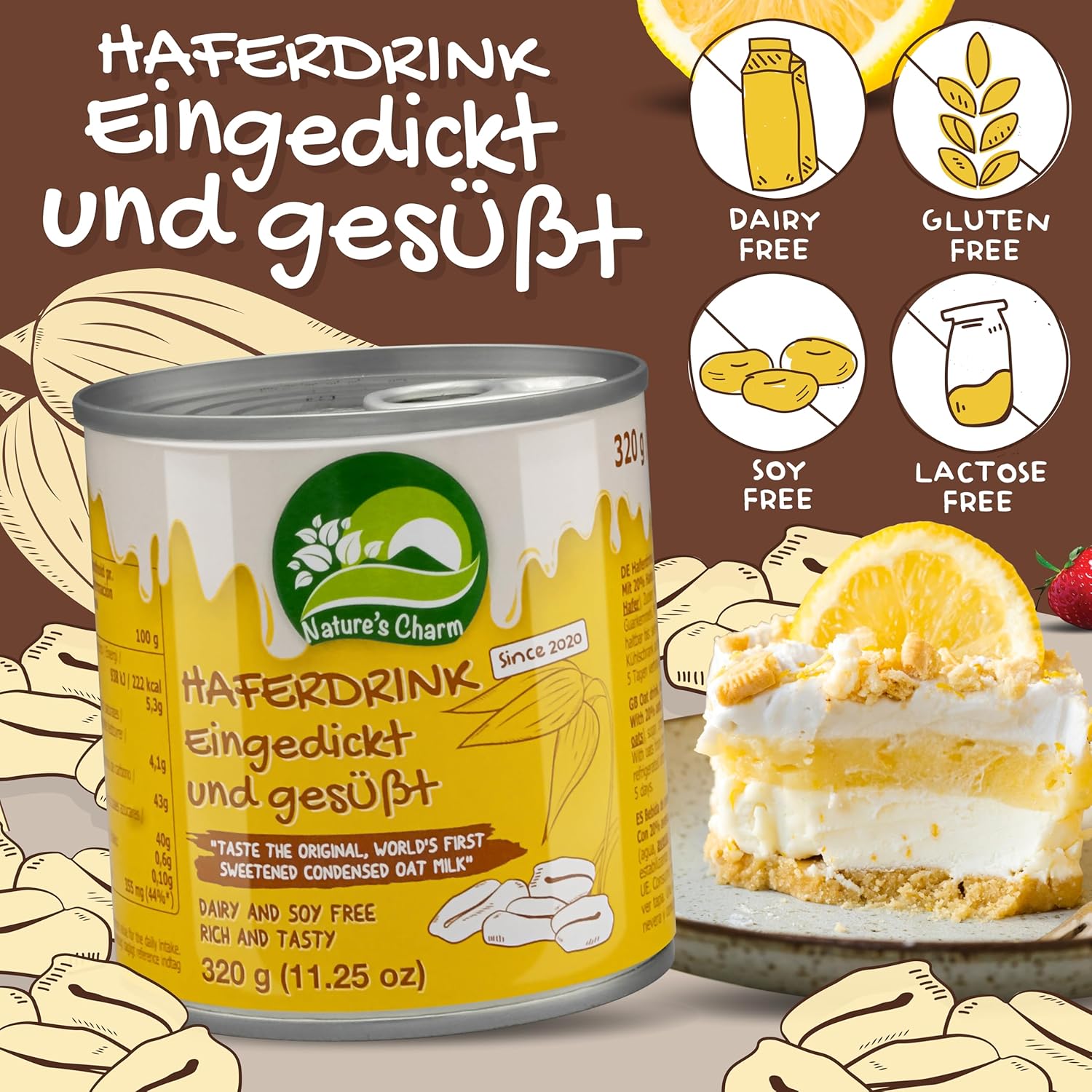 Nature's Charm Veganské kondenzované ovesné mléko – káva a dezerty