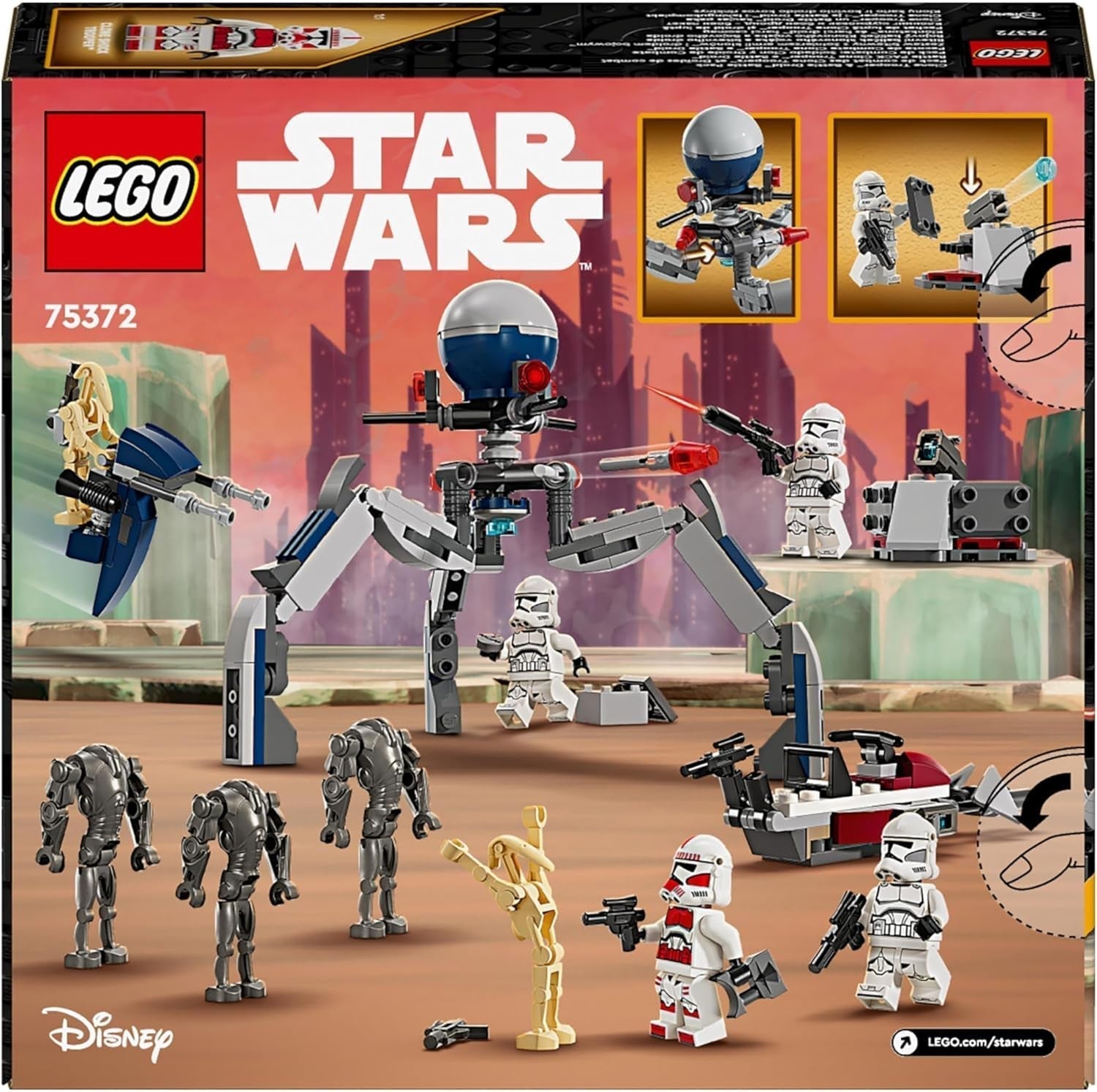 LEGO Star Wars 75372 klonový voják a bitevní balíček bitevního droida, vč. 4 minifigurky, 5 droidů a motorka speeder se střílečkou - Stavebnice pro chlapce a dívky ve věku od 7 let Stavebnice Besuche den LEGO-Store