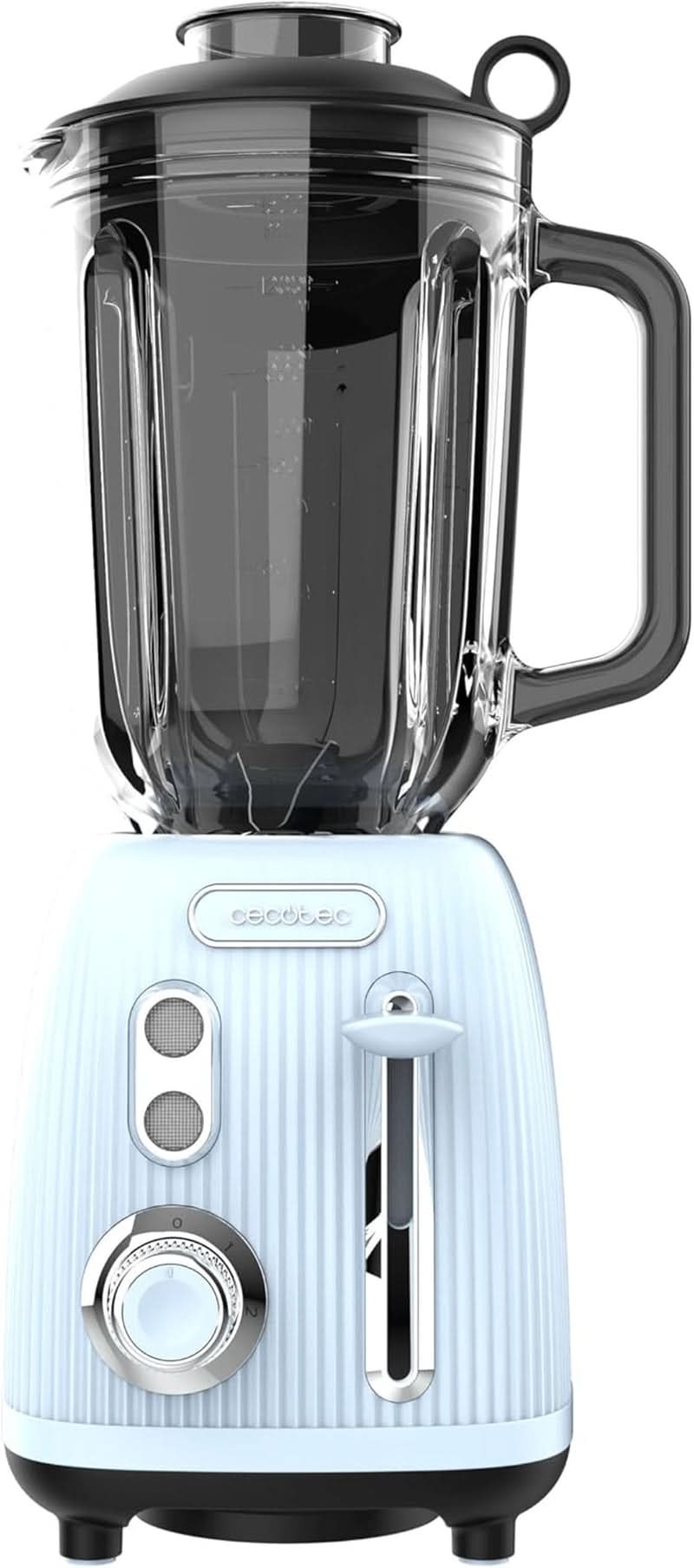 Cecotec Standmixer Retro Power Black Titanium Retroblue, 1200 W Maximale Leistung, 1,5 L Glasbehälter, Einstellbare Geschwindigkeit, 4 Klingen Mit Schwarzem Titanbeschichtung, 100% Kupfermotor. Kuchyně Naty Shop