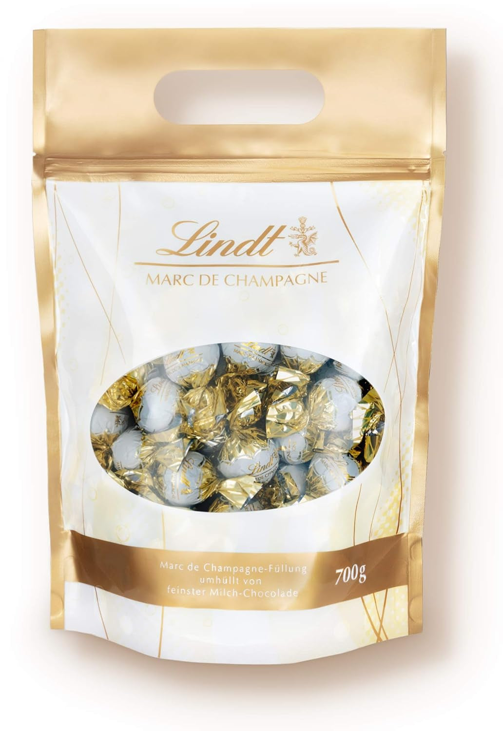 LINDOR čokoládové kuličky se slaným karamelem | cca. 80 kuliček z mléčné čokolády s náplní ze slaného karamelu | Bulk Pack & Marc de Champagne Čokoládové kuličky | 700 g