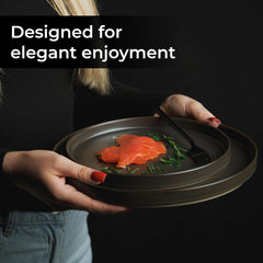 MIAMIO – Set de farfurii de 4 persoane / Set de veselă ceramică pentru 4 persoane, veselă din gresie, potrivită pentru mașina de spălat vase și cuptorul cu microunde – Colecția Sierra (Farfurii închise la culoare, farfurii mari (4x))