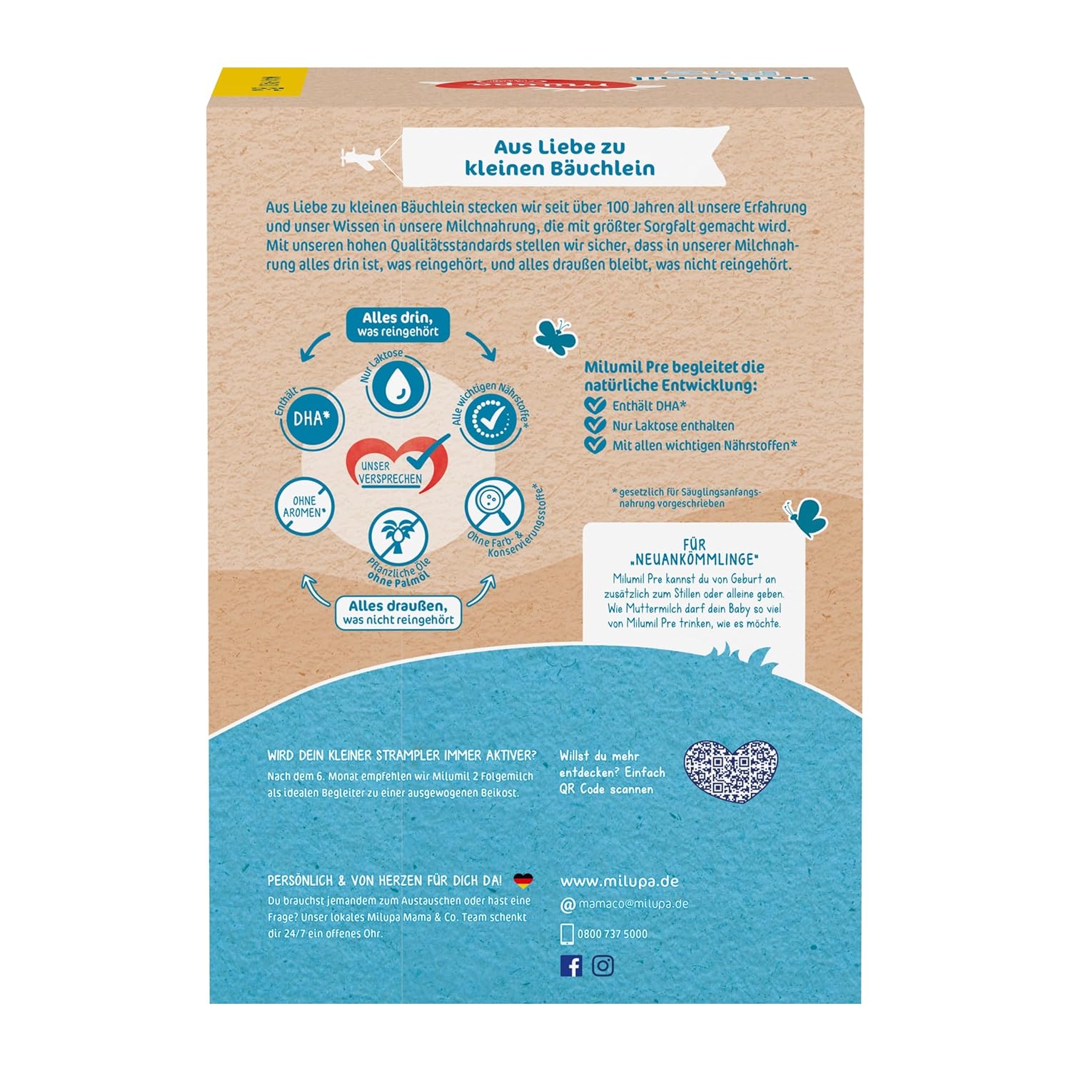 Milupa Milumil Pre, Sušené mléko pro kojence - S důležitými živinami a bez palmového oleje - 800 g Naty Shop