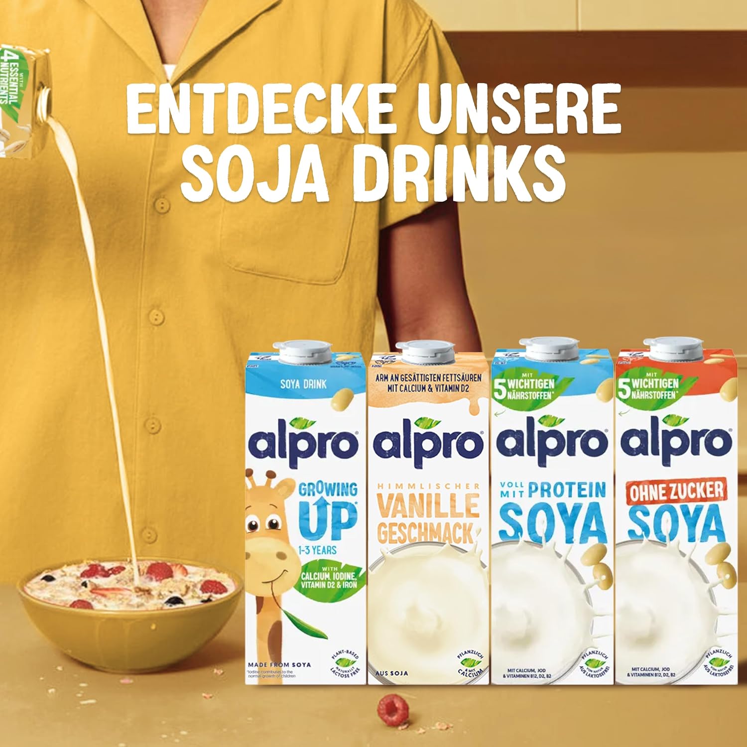 Alpro Vanilkové sójové mléko 8x1L - veganské a bohaté na vápník